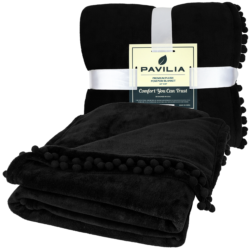 thumbnail 10 - Plaid Buffalo Checker Pom Pom Fringe Throw Blanket Soft Fleece for Sofa Couch