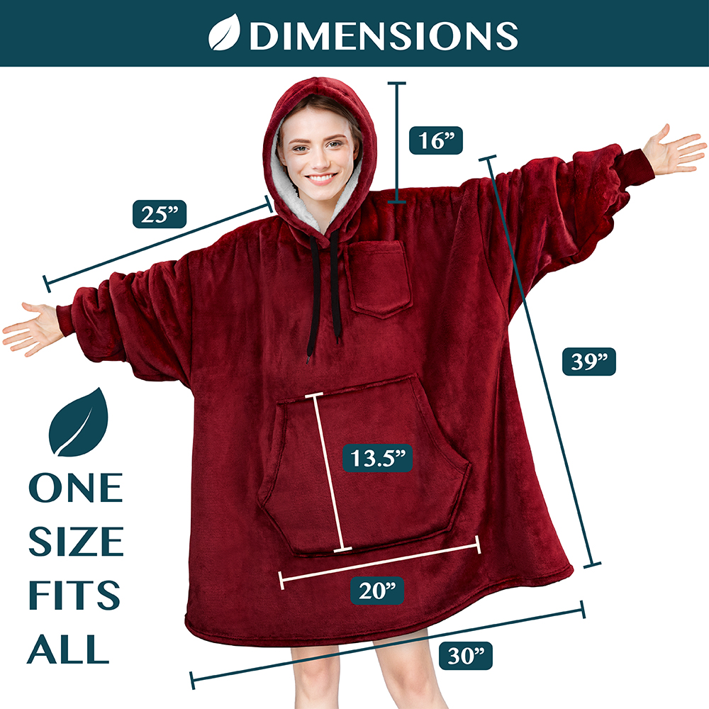 Blanket Sweatshirt Sherpa Plush Soft Comfy Fleece Oversized Hoodie Pocket Gift - Picture 115 of 117