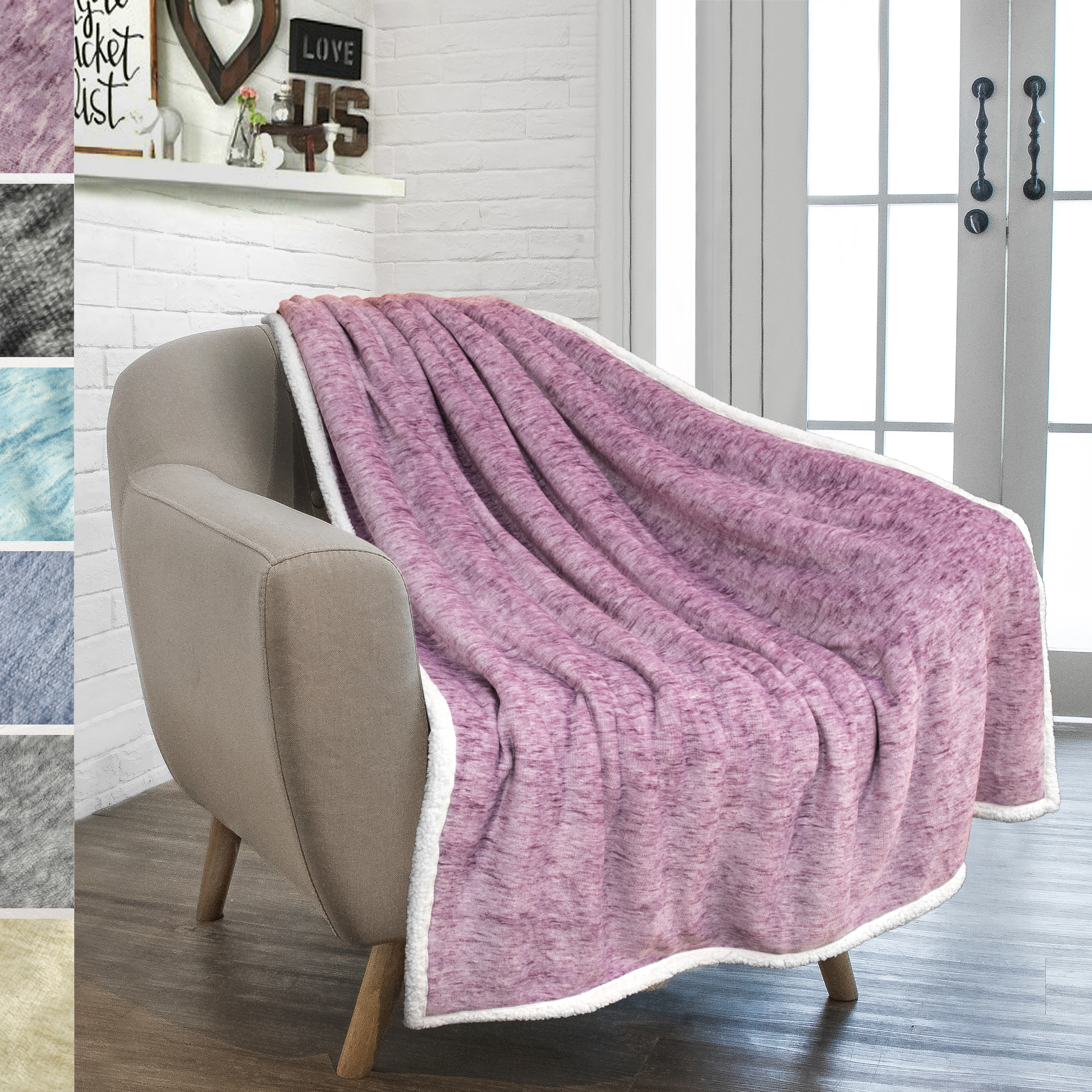Sherpa Flannel Fleece Reversible Blanket Plush Soft Throw for Bed Couch Sofa - Picture 50 of 59
