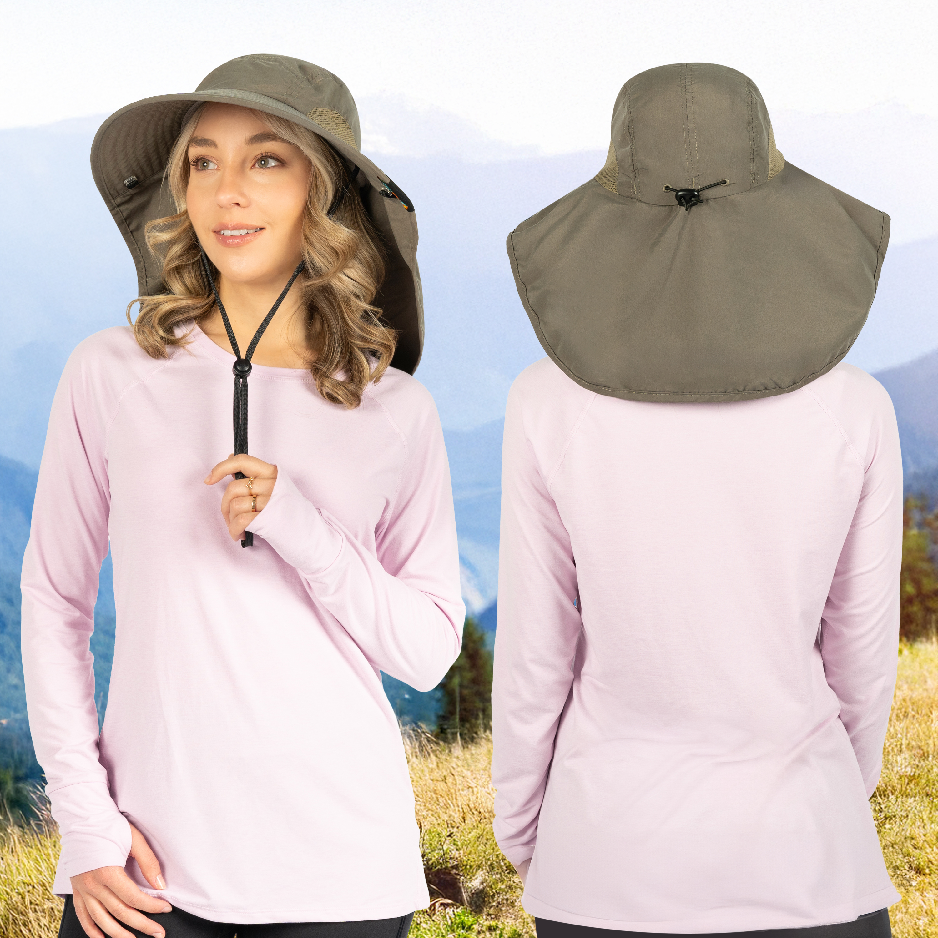 Sombrero para el Sol con Solapa para el Cuello Ala Ancha Sombrero para Senderismo 50+UPF Hombres Mujeres Pesca Safari FPS - Imagen 90 de 128