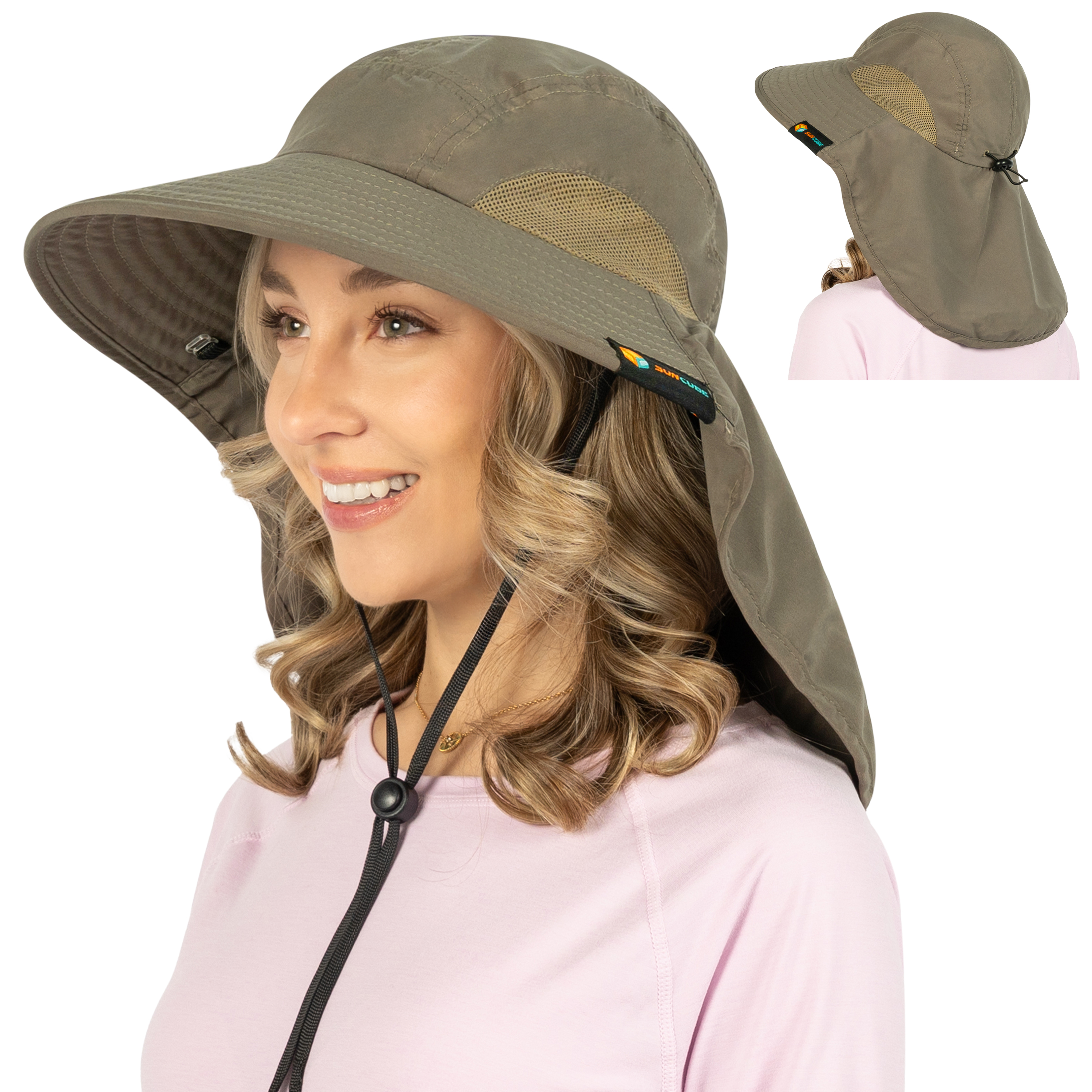 Sombrero para el Sol con Solapa para el Cuello Ala Ancha Sombrero para Senderismo 50+UPF Hombres Mujeres Pesca Safari FPS - Imagen 96 de 128