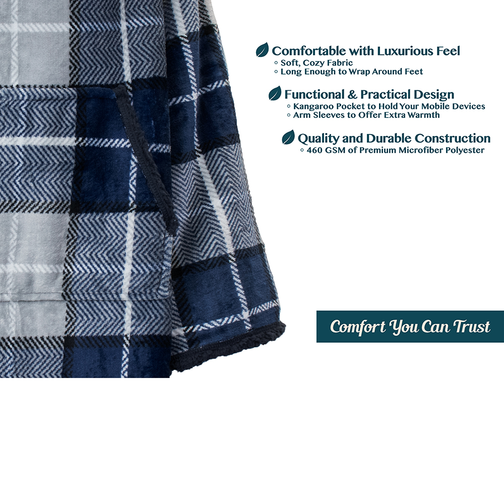 Fleece Wearable TV Blanket with Sleeves Front Pocket Robe Warn Soft Blanket Gift - Picture 132 of 168