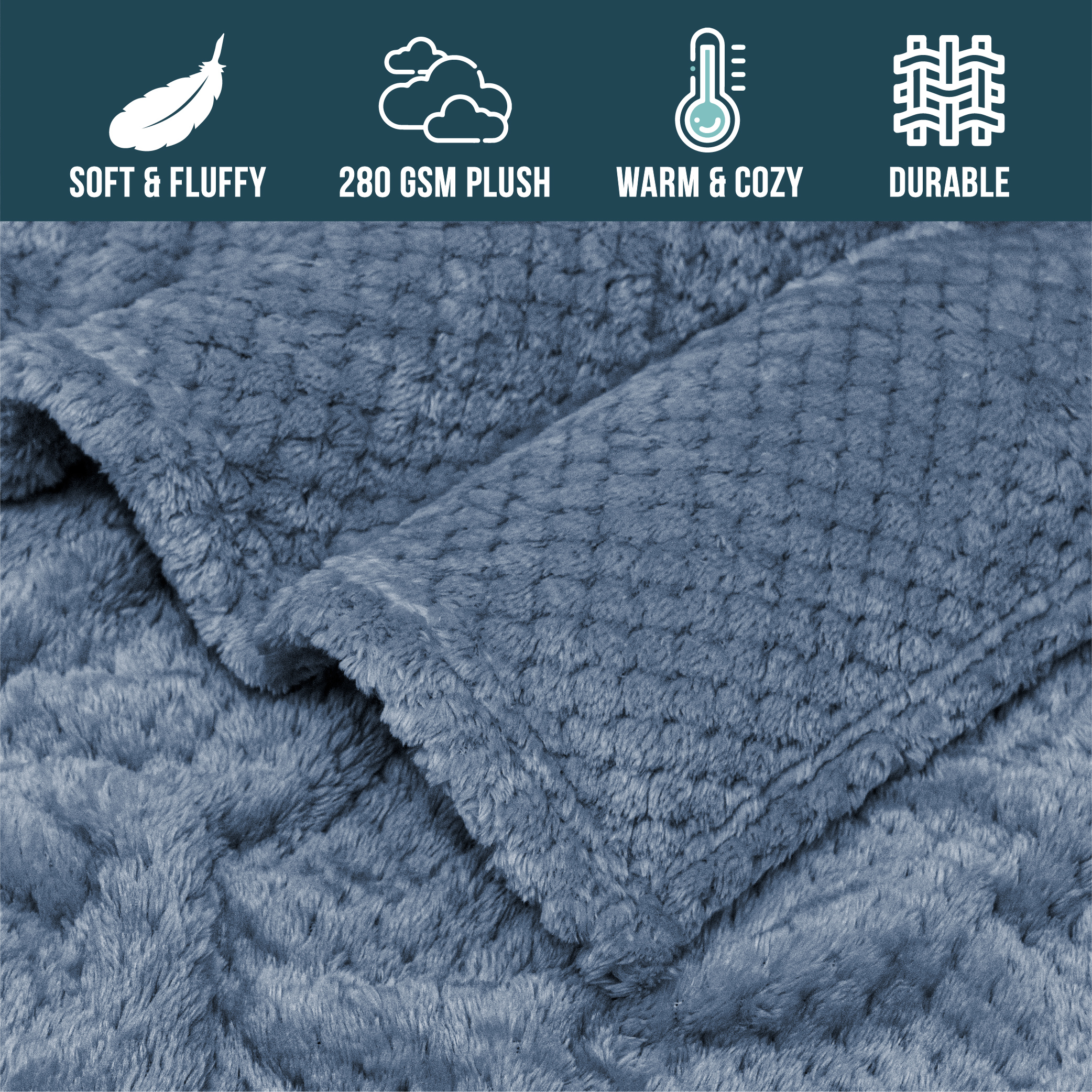 Throw Blanket for Sofa Couch Bed Lightweight Microfiber Polyester Waffle Pattern - Picture 23 of 190