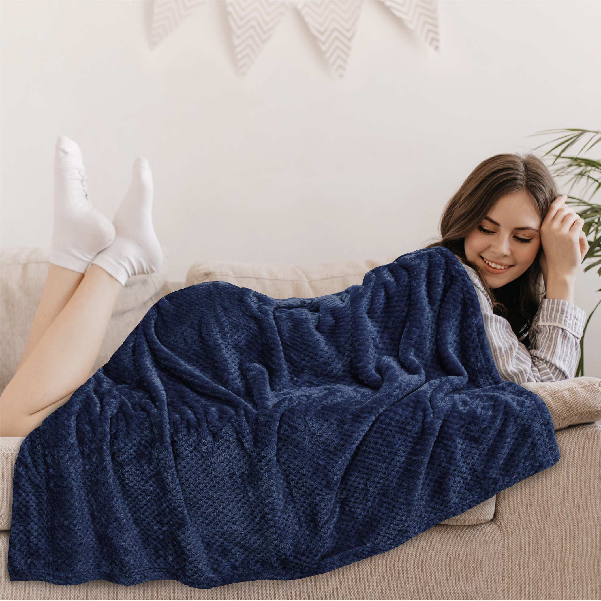 Throw Blanket for Sofa Couch Bed Lightweight Microfiber Polyester Waffle Pattern - Picture 136 of 190