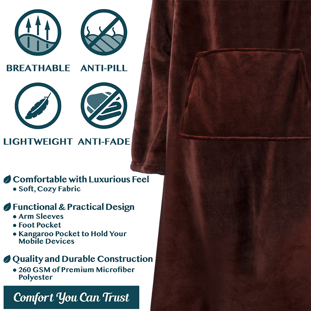 Tragbare Decke mit Fußtasche Ärmel Weich Fleece Wickel Sofa Couch TV Geschenke - Bild 17 von 192