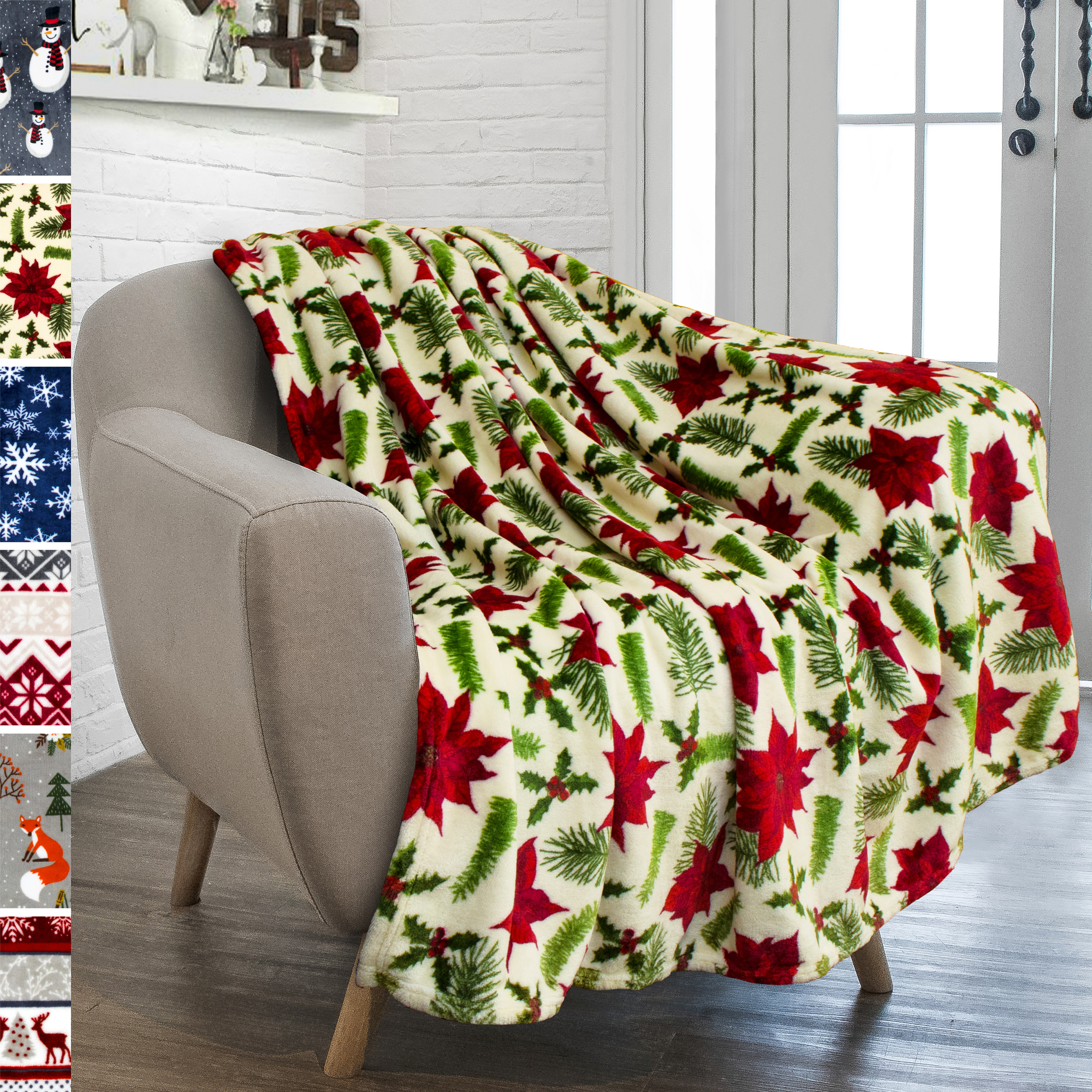 Merry Christmas Throw Blanket Holiday Pattern Decor Soft Fleece Sofa Couch Gift - Picture 61 of 110