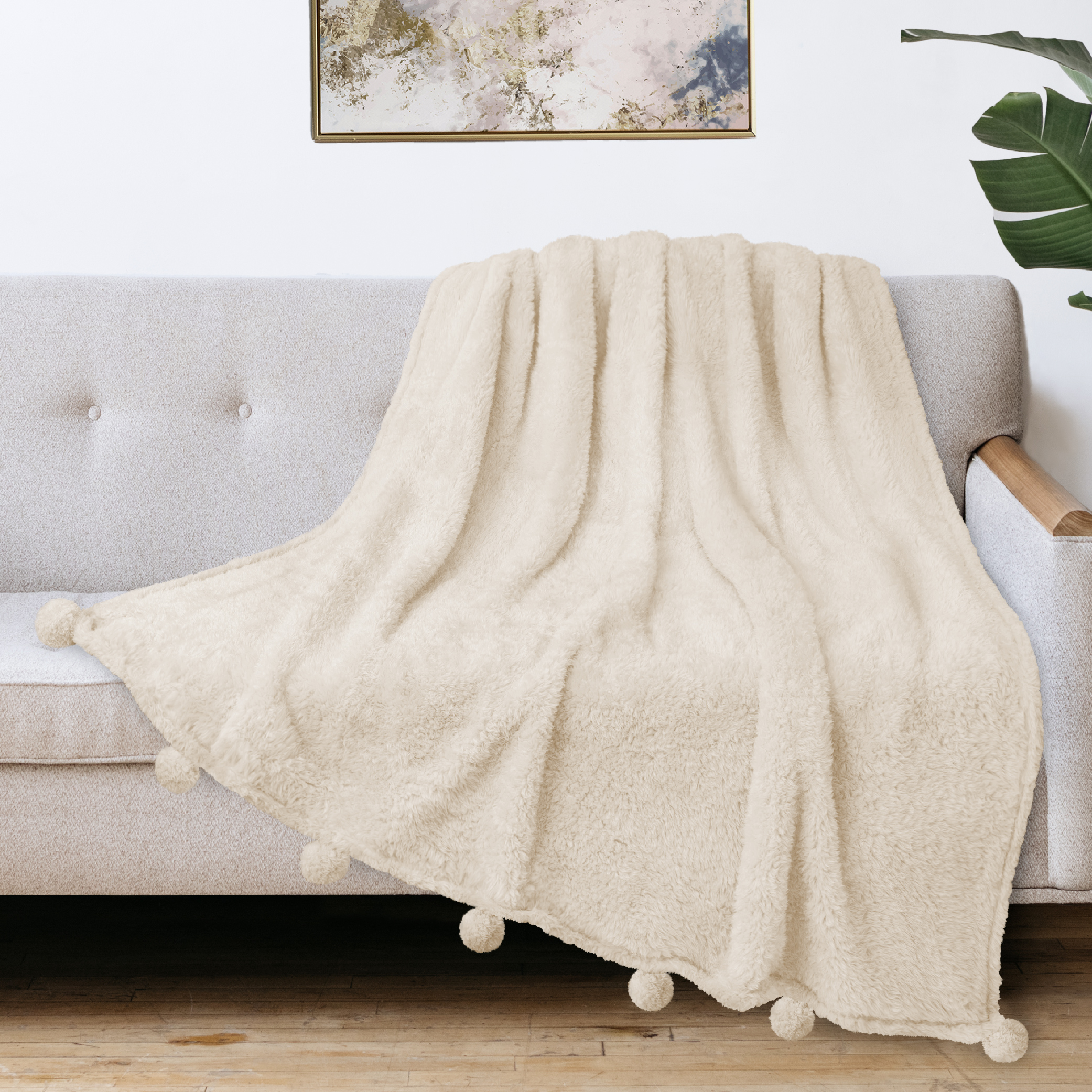 Fluffy Throw Blanket Pom Pom Tassel Soft Blanket Sofa Couch Bed Warm Cute Fuzzy - Picture 32 of 68