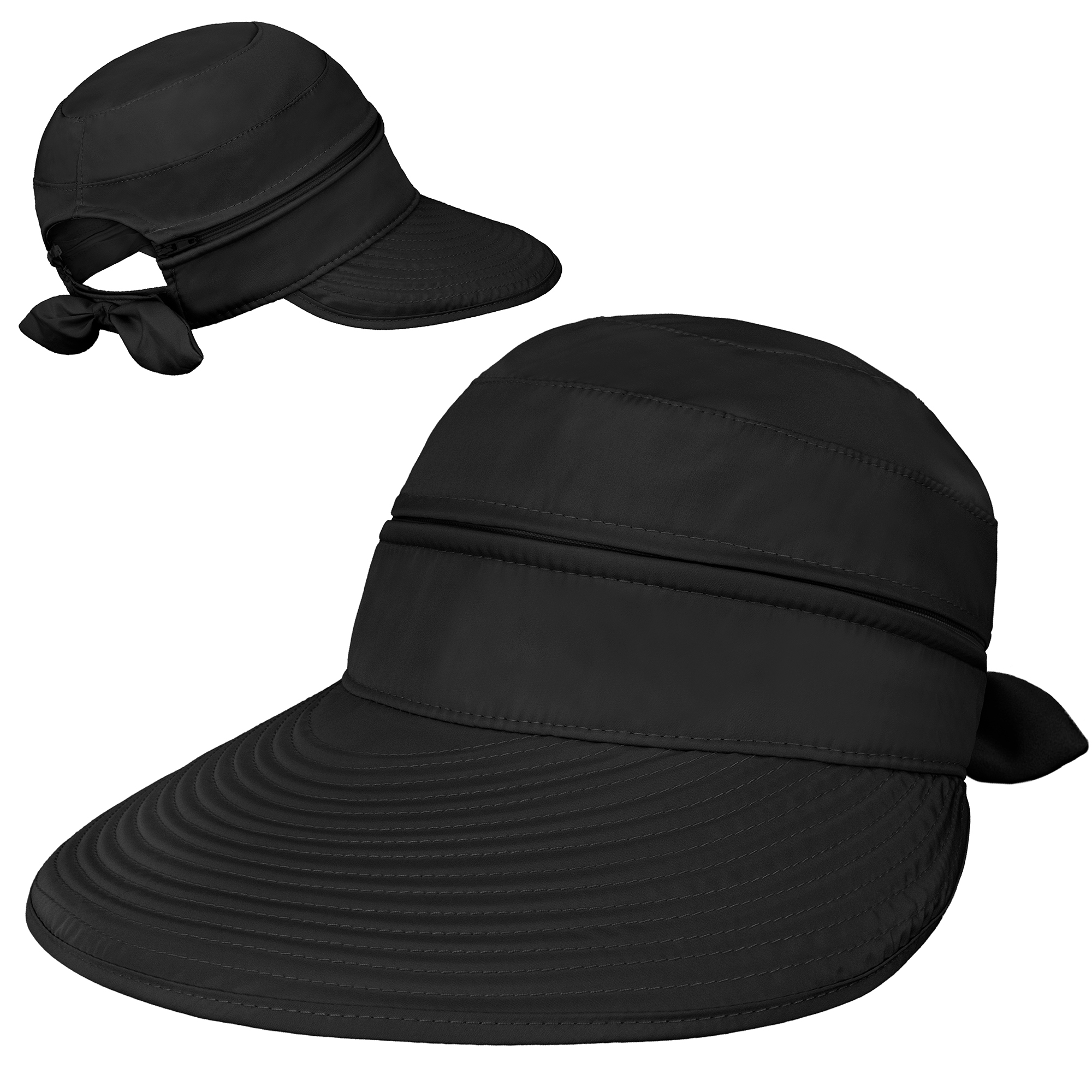 Sun Visor Hats for Women Wide Brim Foldable Summer Ponytail Cap Beach ...
