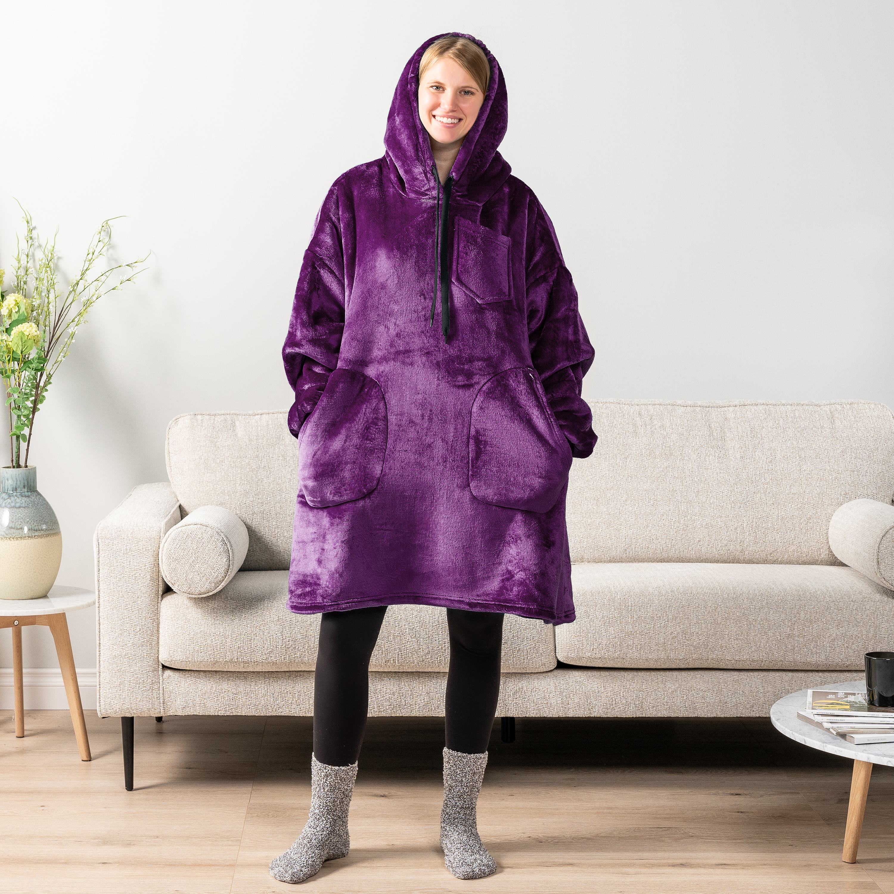 Manta Sudadera Sherpa Forro Felpa Suave Cómoda Vellón Gran Tamaño Sudadera con Capucha Bolsillo - Imagen 88 de 118