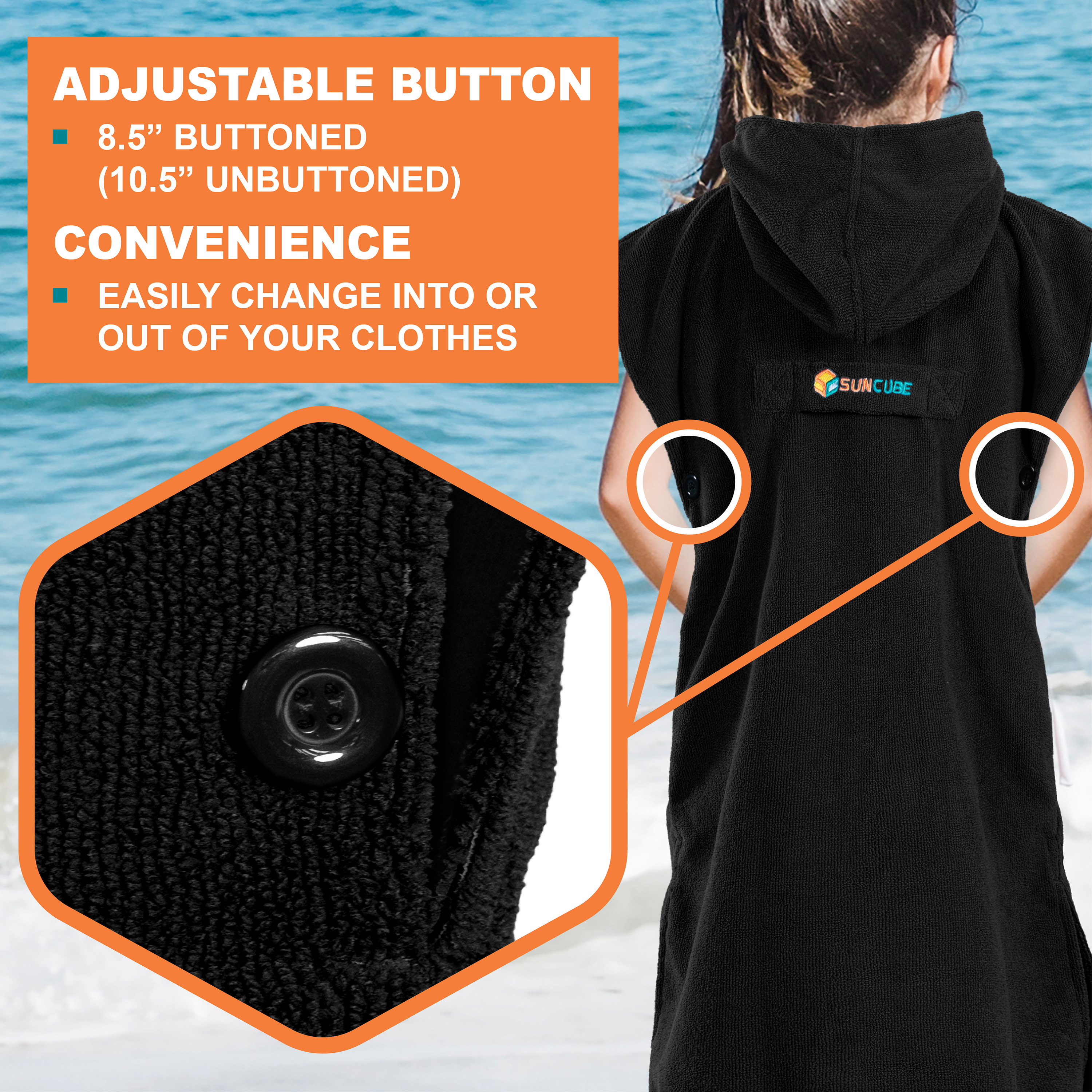 Kids Swim Poncho Hooded Towel Changing Robe for Swim Bath Towel 3-8 Boys Girls - Picture 5 of 71