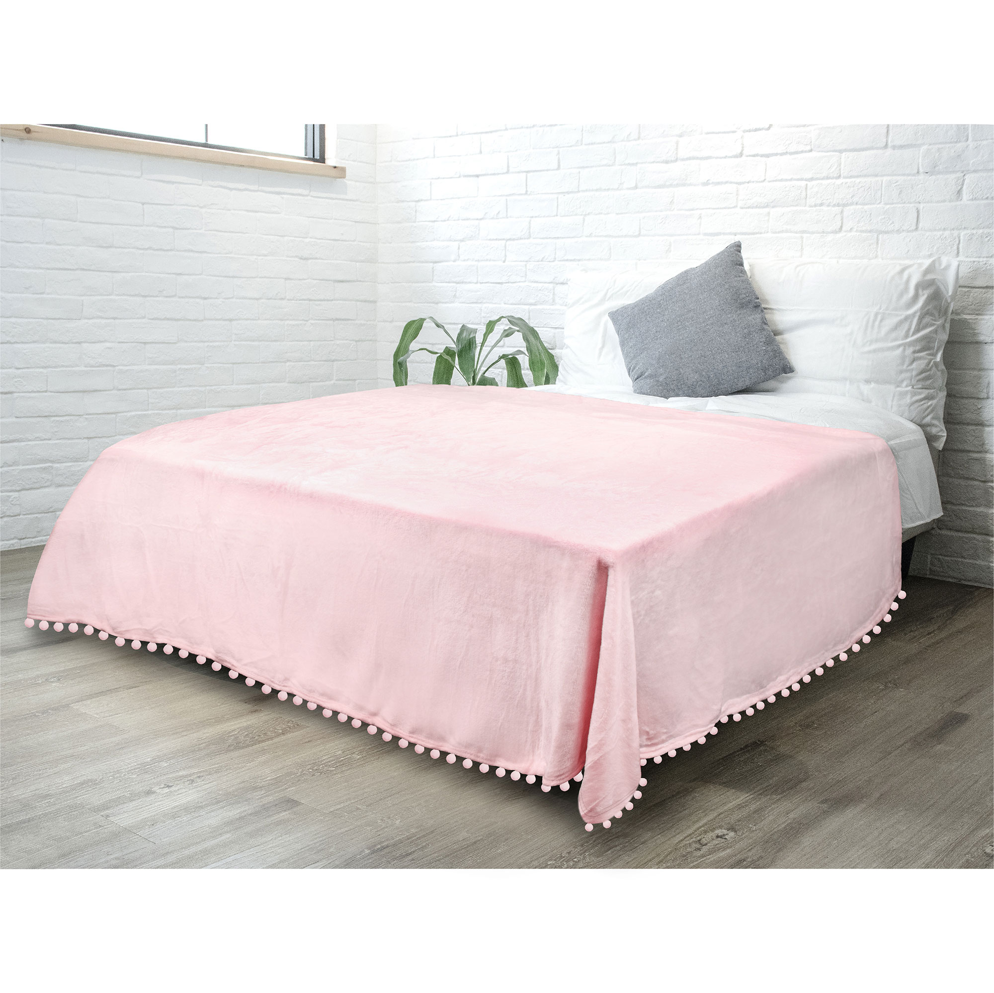 thumbnail 71 - Fleece Throw Blanket with Pom Pom Fringe Super Soft Lightweight Bed Couch Home