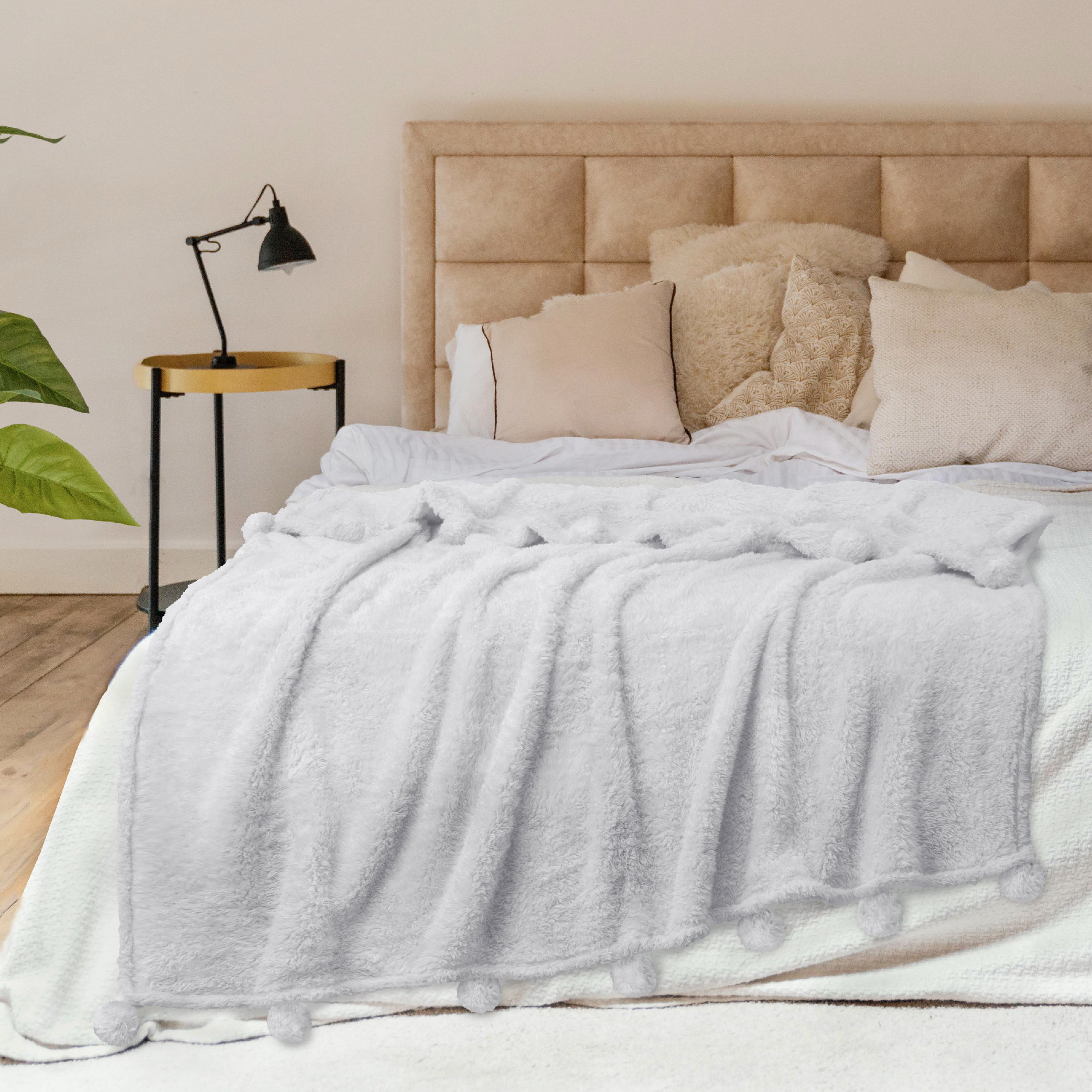 Fluffy Throw Blanket Pom Pom Tassel Soft Blanket Sofa Couch Bed Warm Cute Fuzzy - Picture 68 of 68