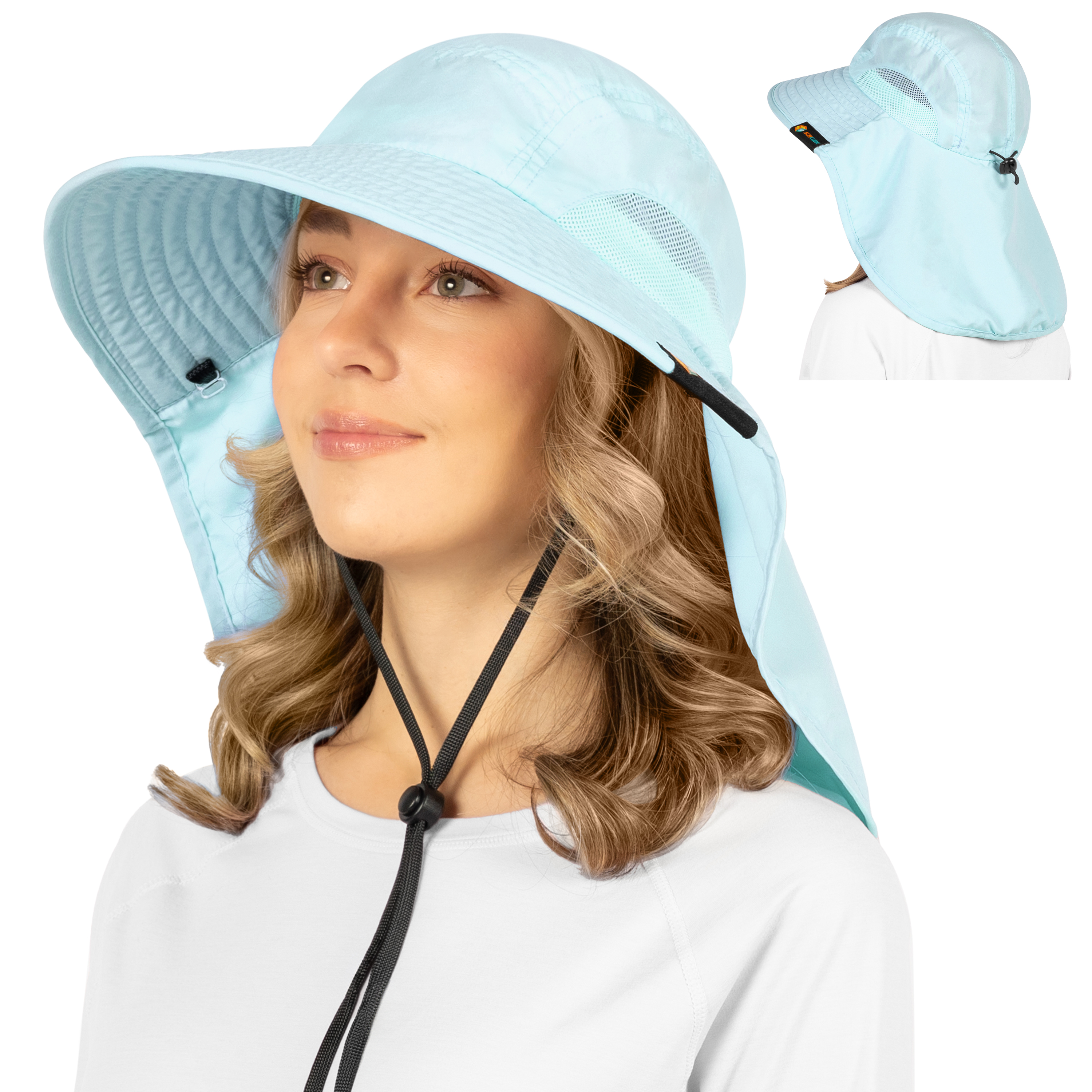 Sombrero para el Sol con Solapa para el Cuello Ala Ancha Sombrero para Senderismo 50+UPF Hombres Mujeres Pesca Safari FPS - Imagen 70 de 128