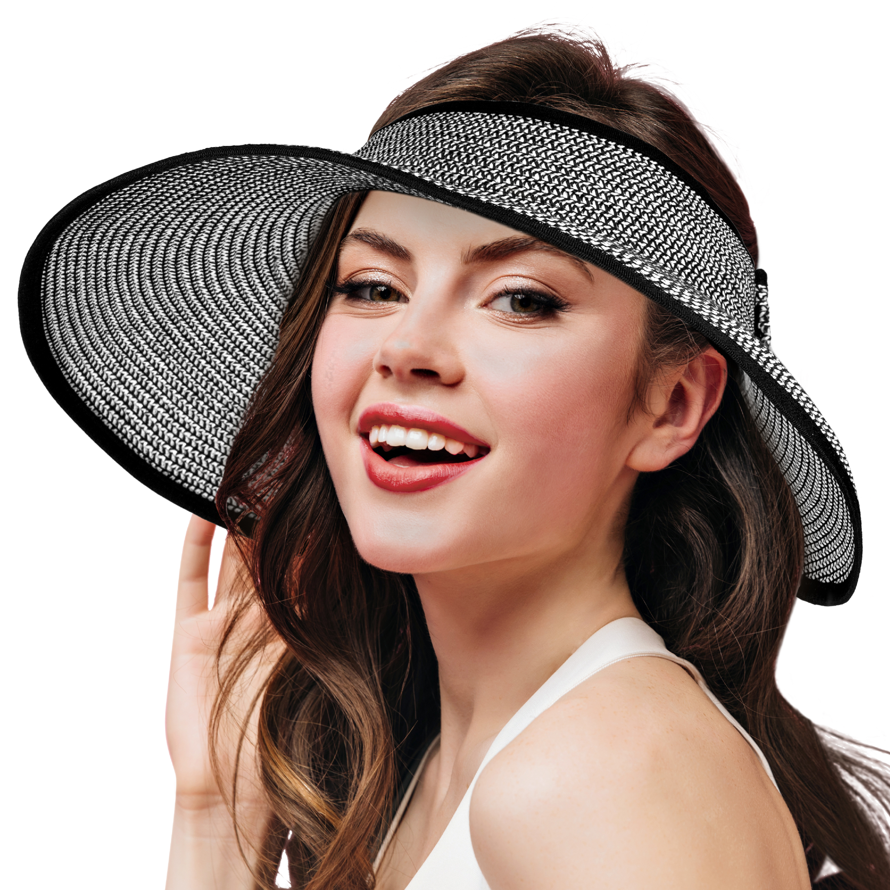 Women Fashion Stylish Summer Beach Foldable Wide Brim Cap Roll Up Hat  Sun Cap 
