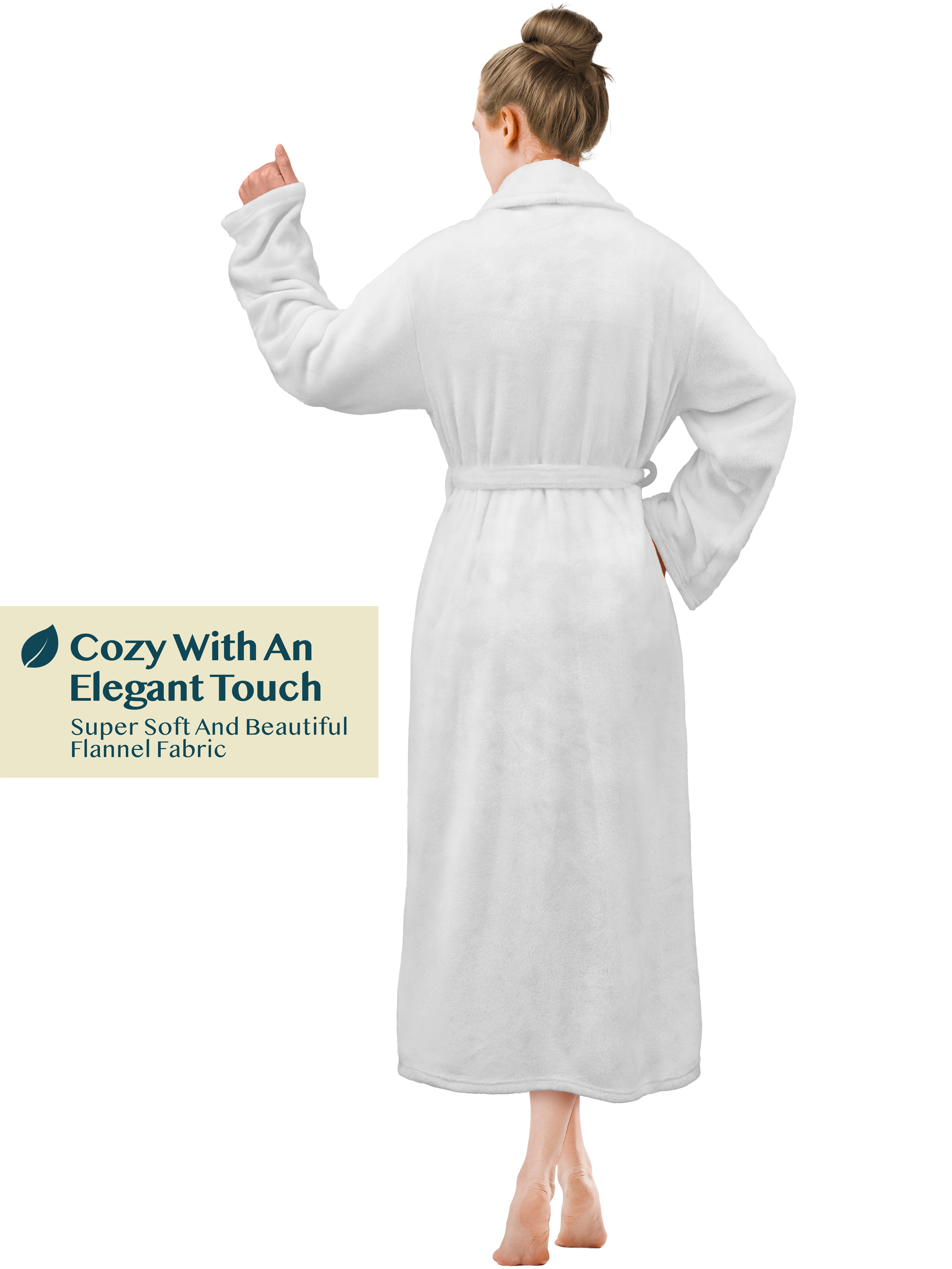 Womens Robe Fleece Bathrobe Long Warm Spa Bath Robe Shower Lightweight Plus Size - Picture 45 of 50