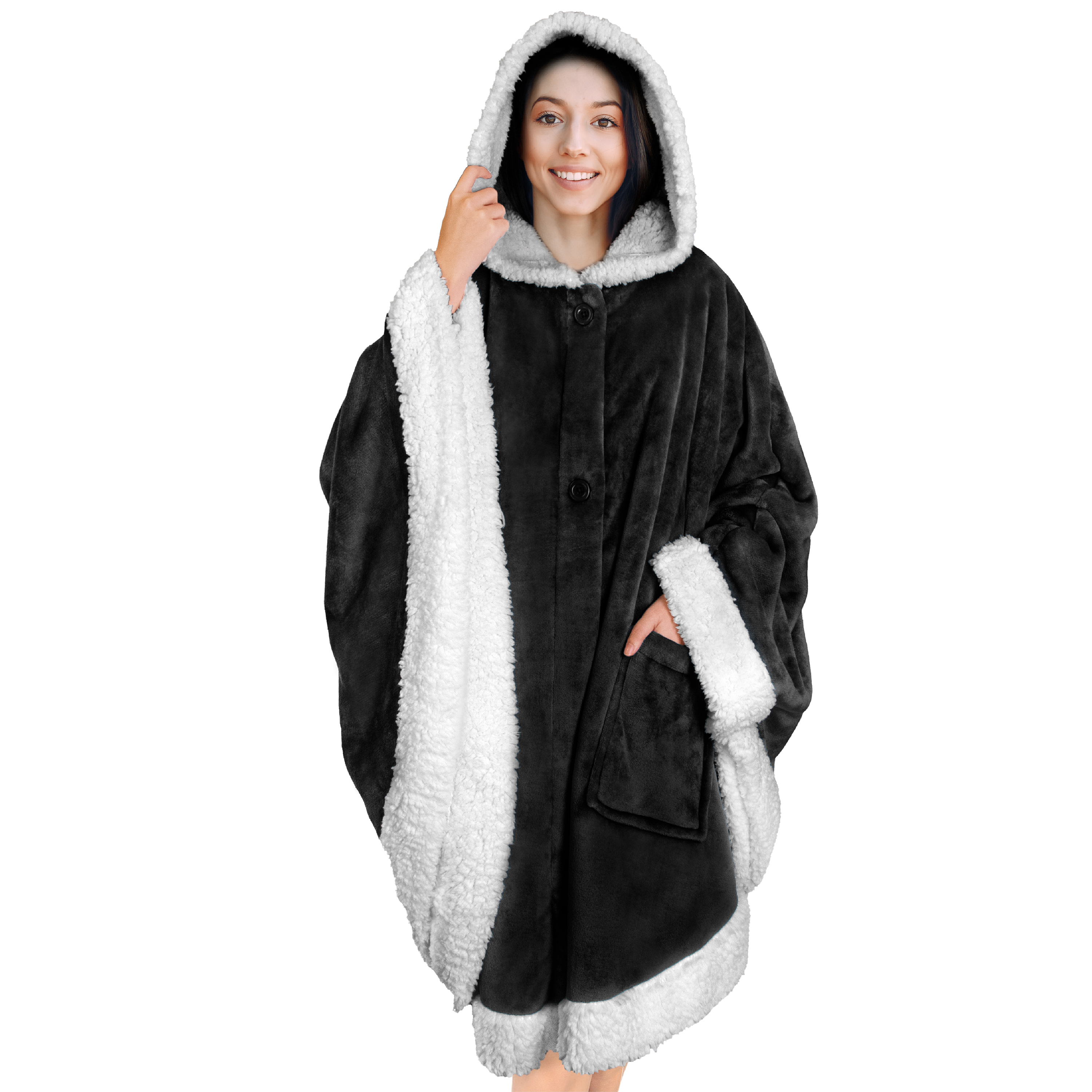Manta portátil con capucha Angel Wrap para mujer acogedora poncho envolvente capucha tiro para adulto - Imagen 20 de 184