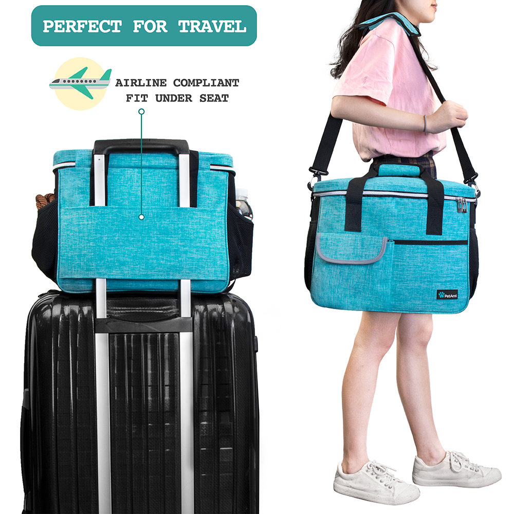 Pet Supply Travel Bag Set Weekend Tote Dog Gear Food Carrier Accessory Organizer - Picture 54 of 59