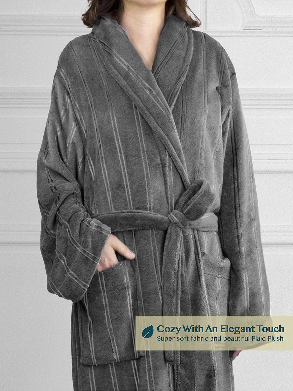 PAVILIA Mens Robe, Soft Robe for Men, Fleece Warm Long Bathrobe for Bath  Shower Spa with Shawl Collar and Pockets, Plush Microfiber - Light Gray