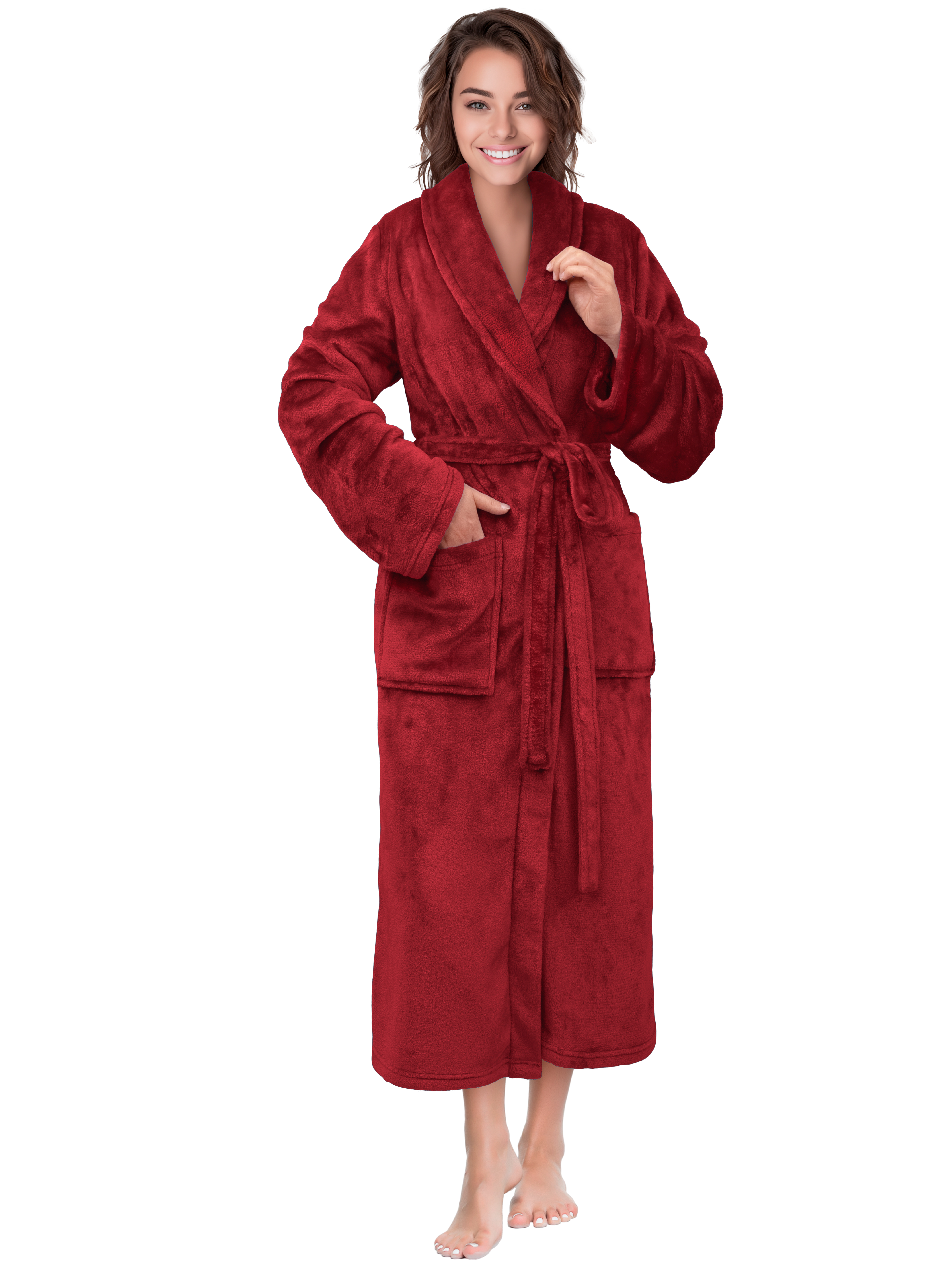 Womens Robe Fleece Bathrobe Long Warm Spa Bath Robe Shower Lightweight Plus Size - Picture 9 of 50