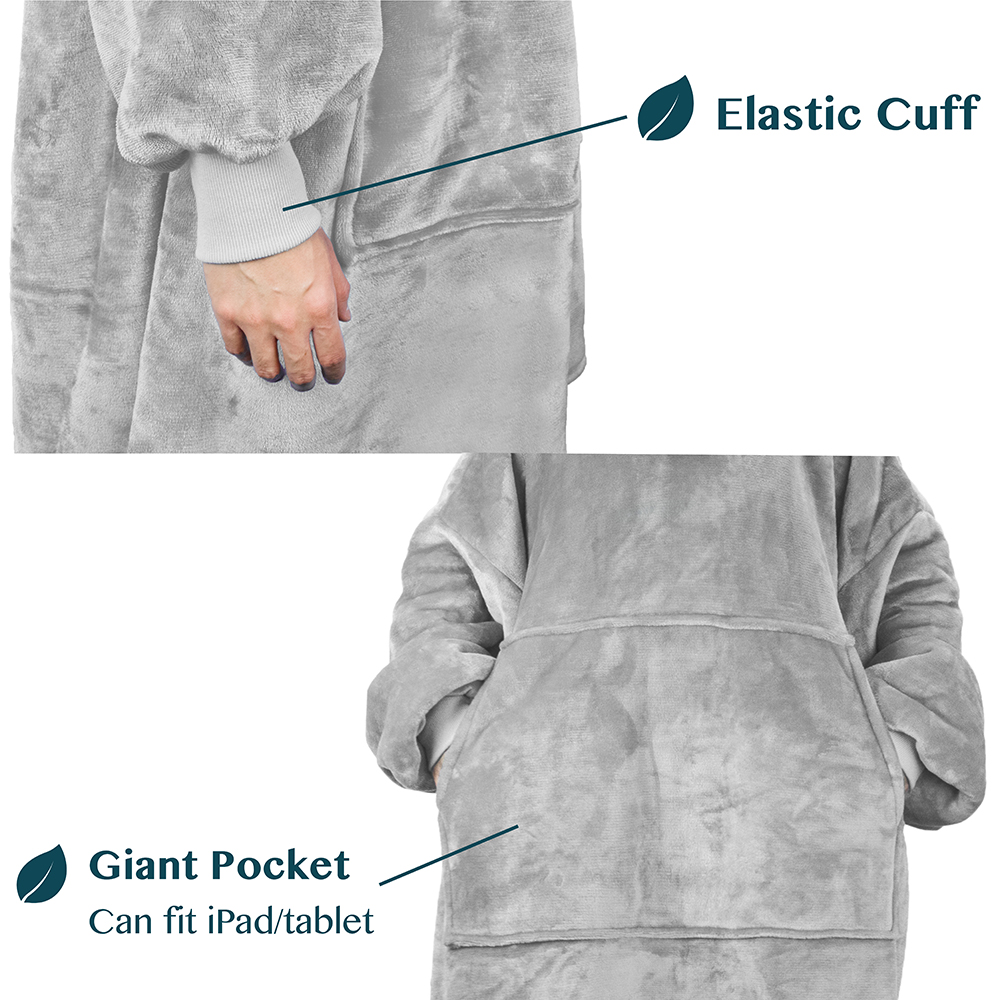 CÓMODA SUDADERA CON CAPUCHA Manta portátil con mangas con capucha bolsillo grande sherpa - Imagen 40 de 82