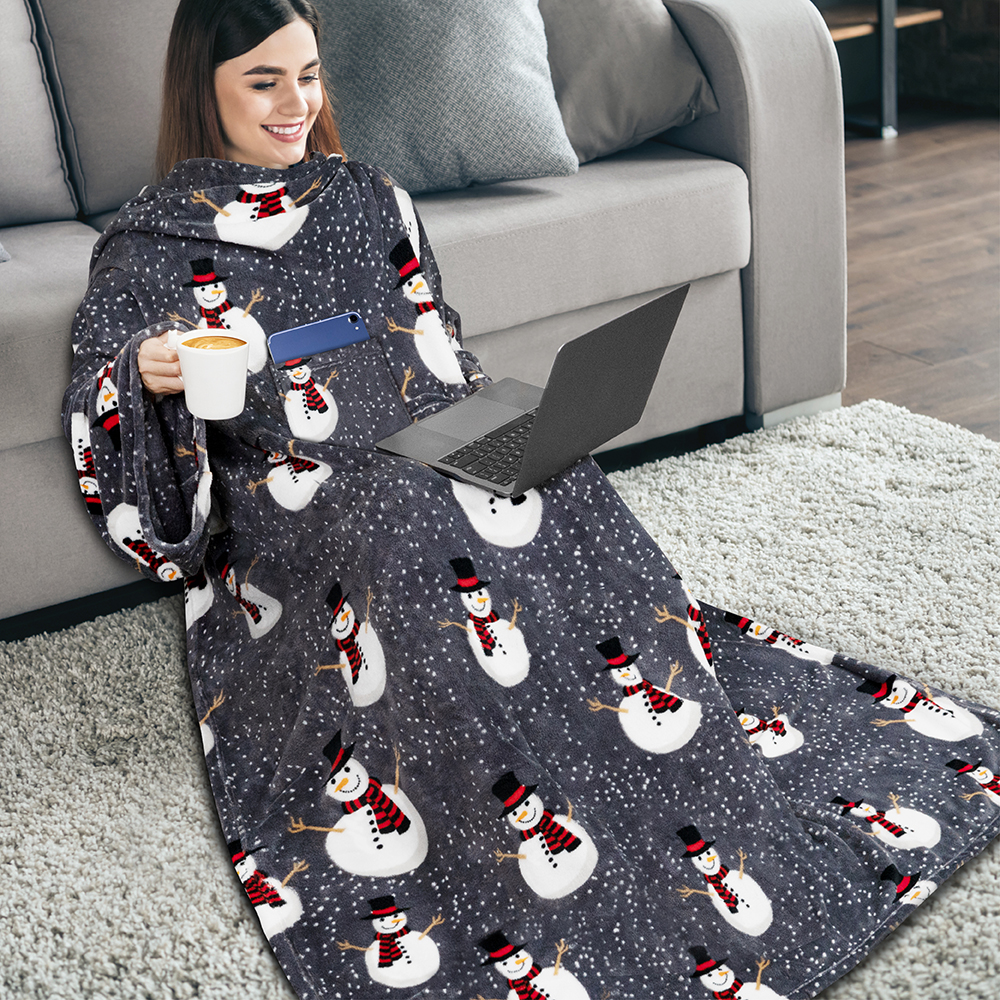 Manta portátil de Navidad con mangas de lana suave vestido acurrucado sofá sofá sofá sofá - Imagen 44 de 57