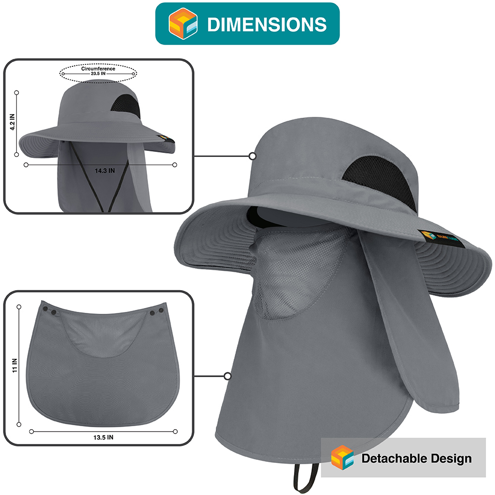 Boonie Sun Hat With Neck Flap UPF Face Cover Shade for Outdoors Fishing Hiking - Picture 18 of 43