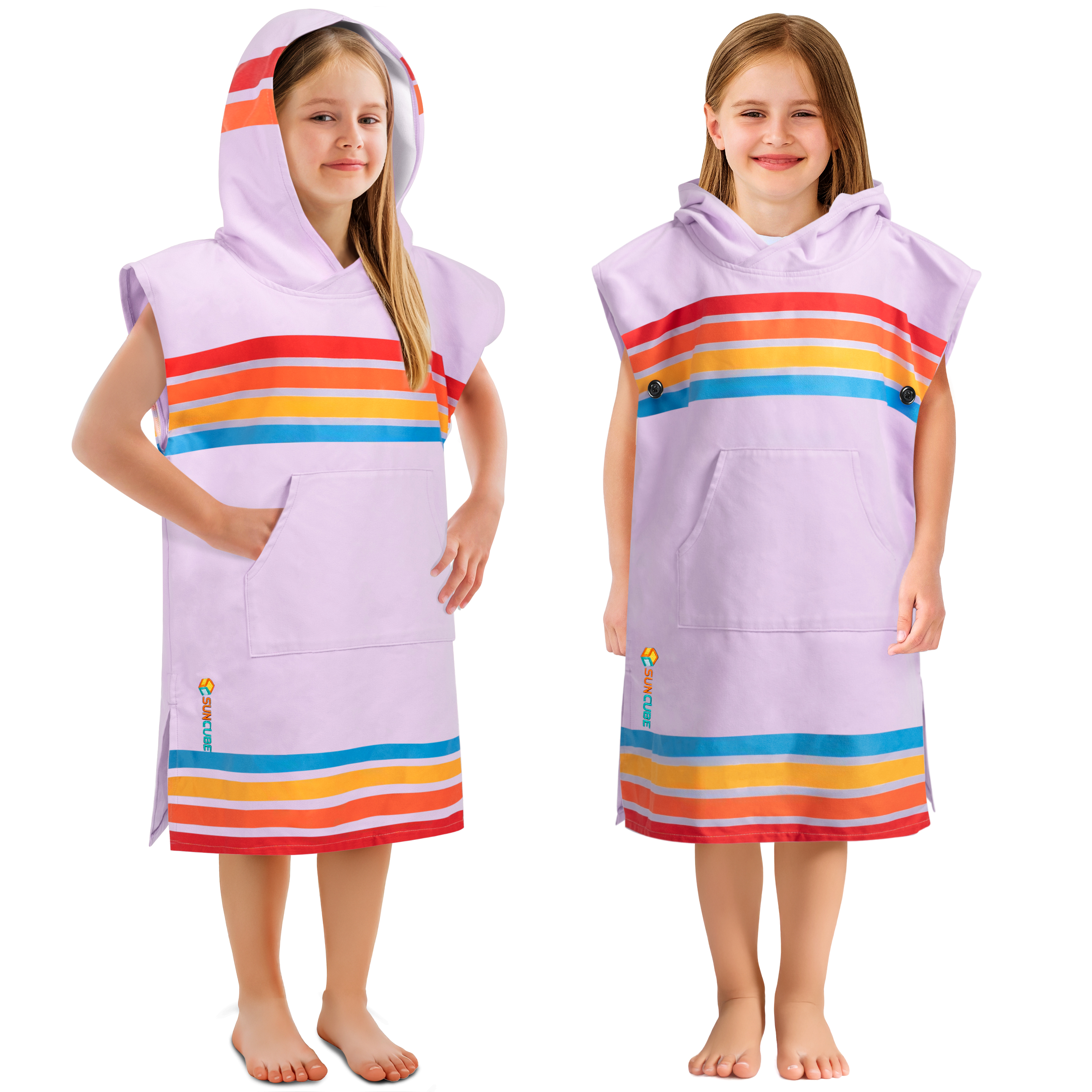 Kids Towel Changing Swim Robe Surf Poncho Quick Dry Microfiber Hooded 3-7 Years - Picture 30 of 43