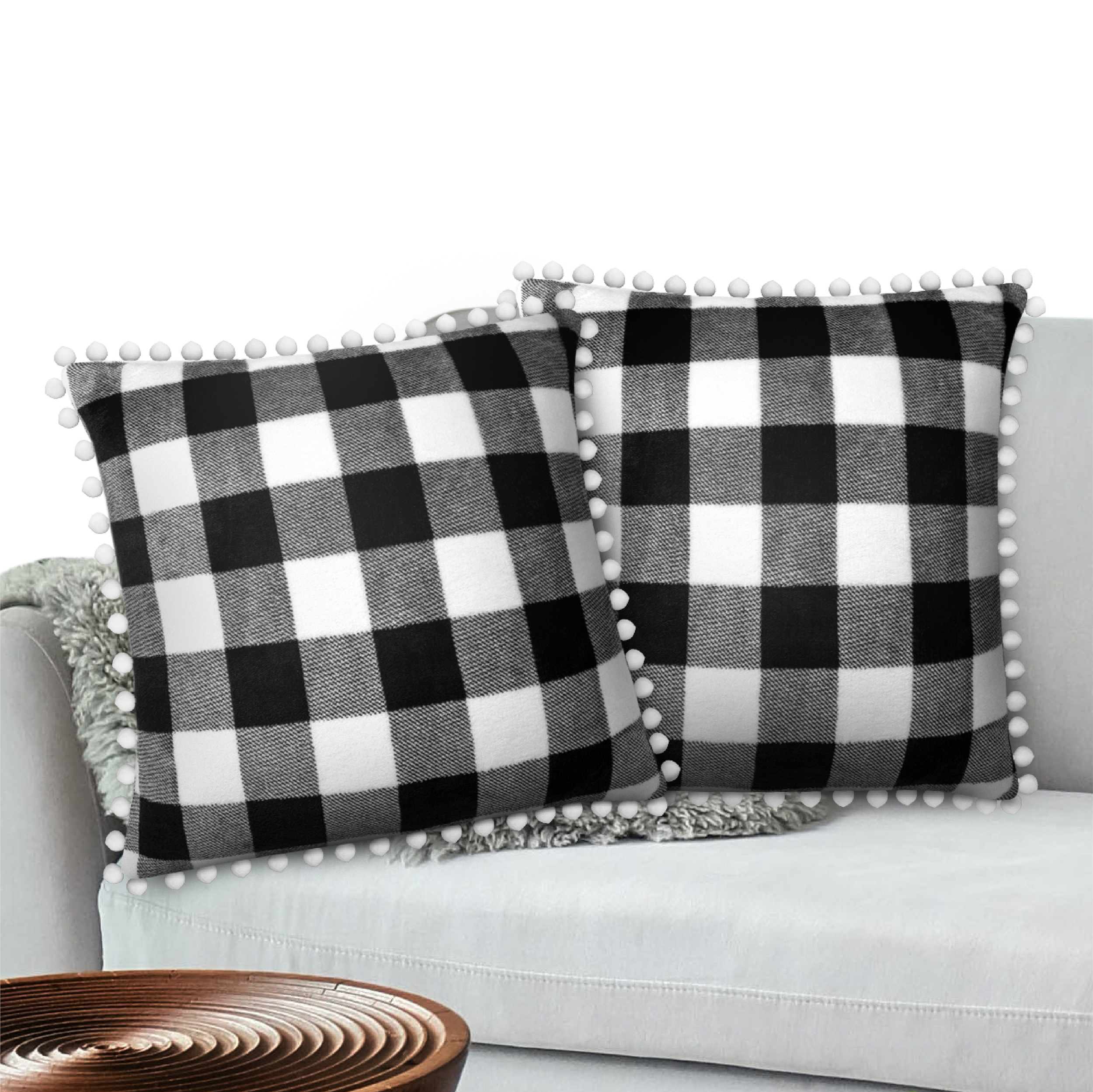 Simple Pompom Throw Pillow Covers Set of 2 Sofa Decor Velvet Cushion Cases New 