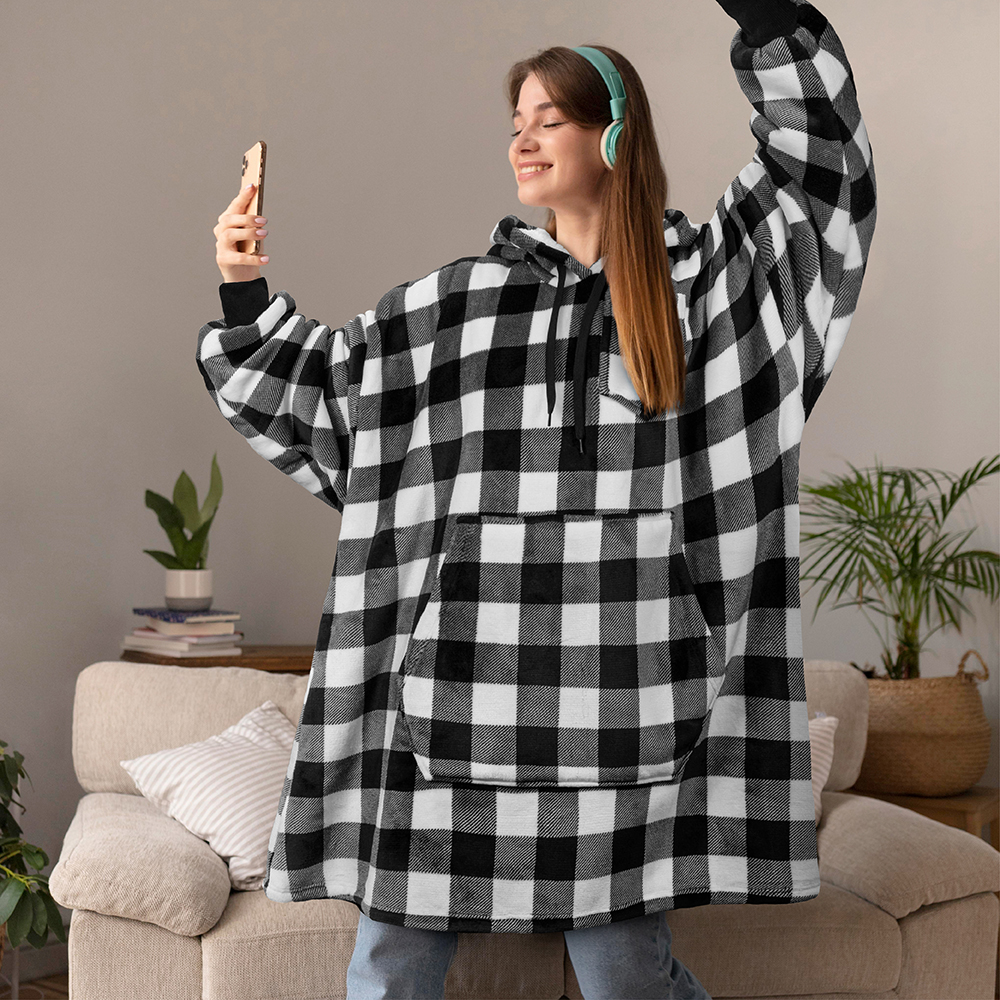 Blanket Sweatshirt Sherpa Lining Plush Soft Comfy Fleece Oversized Hoodie Pocket - Picture 29 of 101