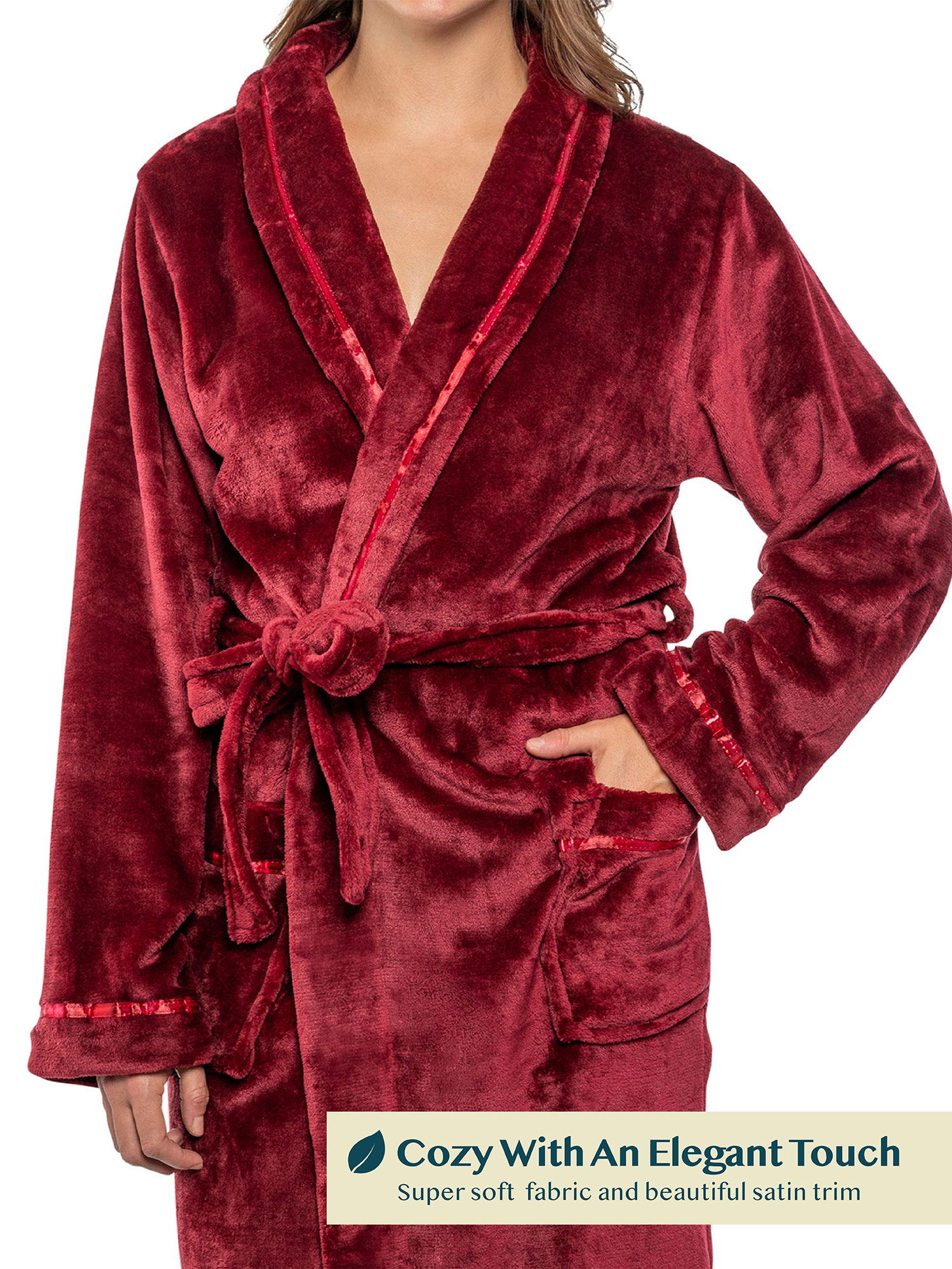 Women Fleece Bath Robe Plush Shawl Collar Spa Robe Soft Microfiber Long Bathrobe - Picture 94 of 99