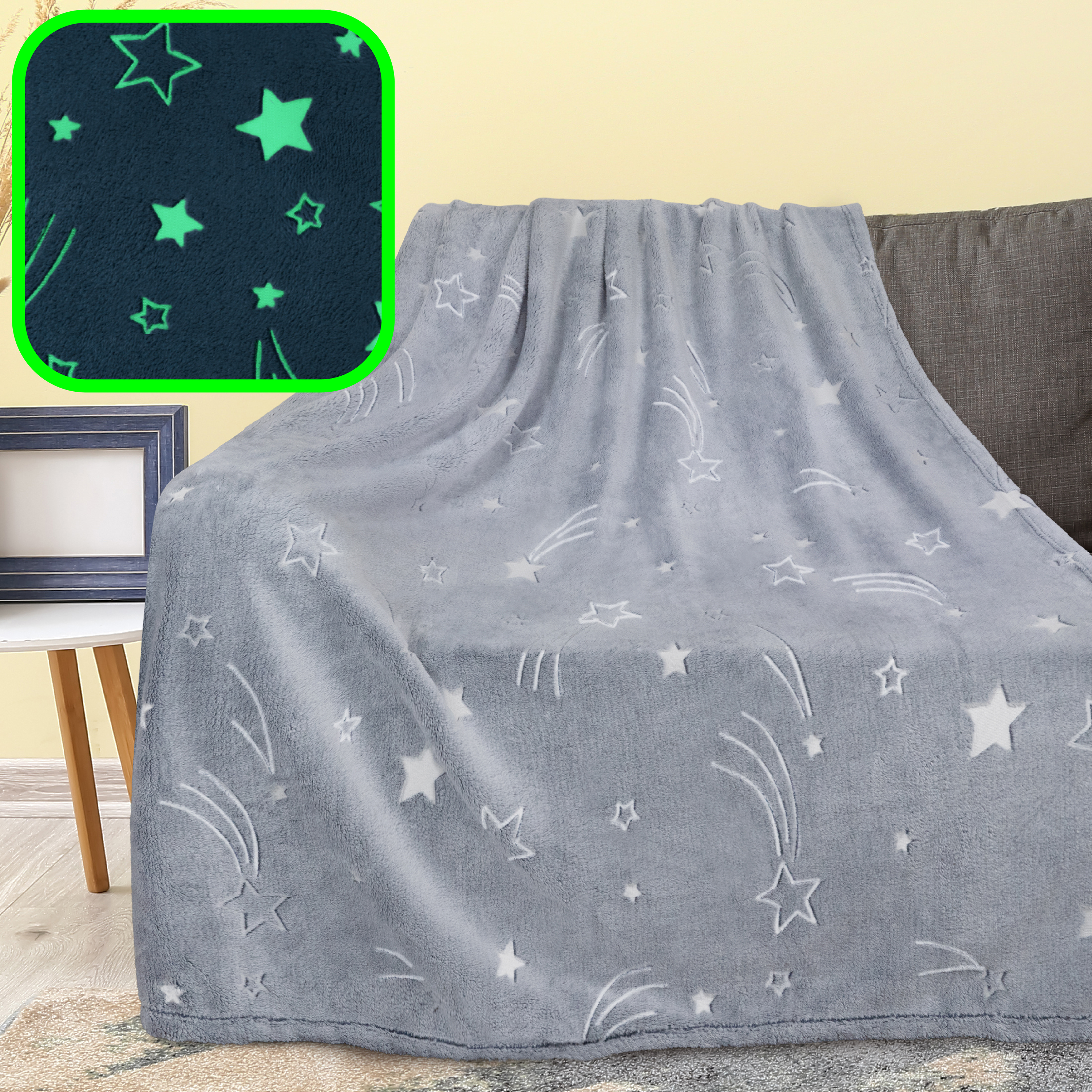 Glow in The Dark Throw Blanket for Kids Boys Girls Unicorn Dinosaur Space Stars - Picture 34 of 57