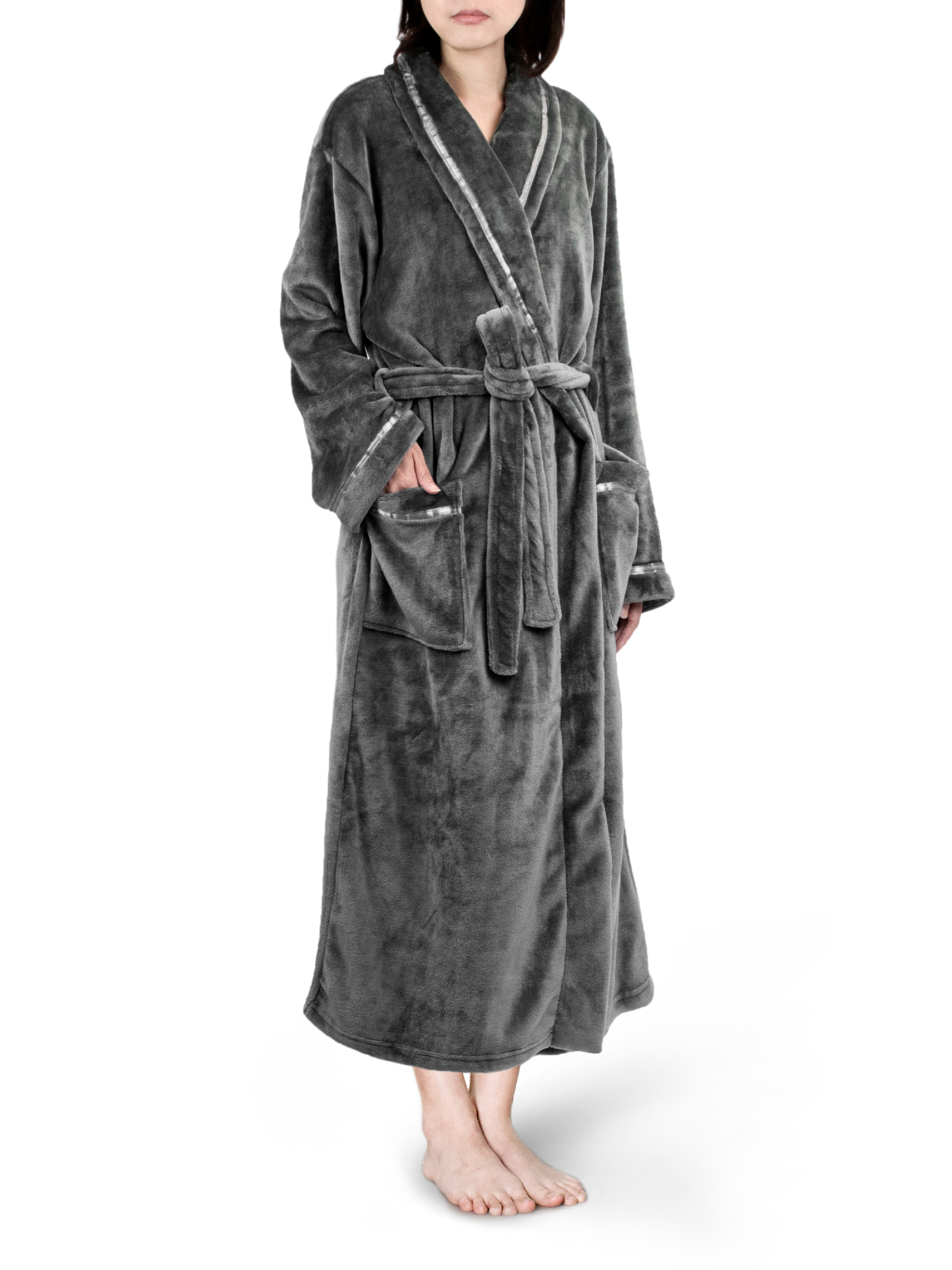 PAVILIA Mens Robe, Soft Robe for Men, Fleece Warm Long Bathrobe for Bath  Shower Spa with Shawl Collar and Pockets, Plush Microfiber - Light Gray