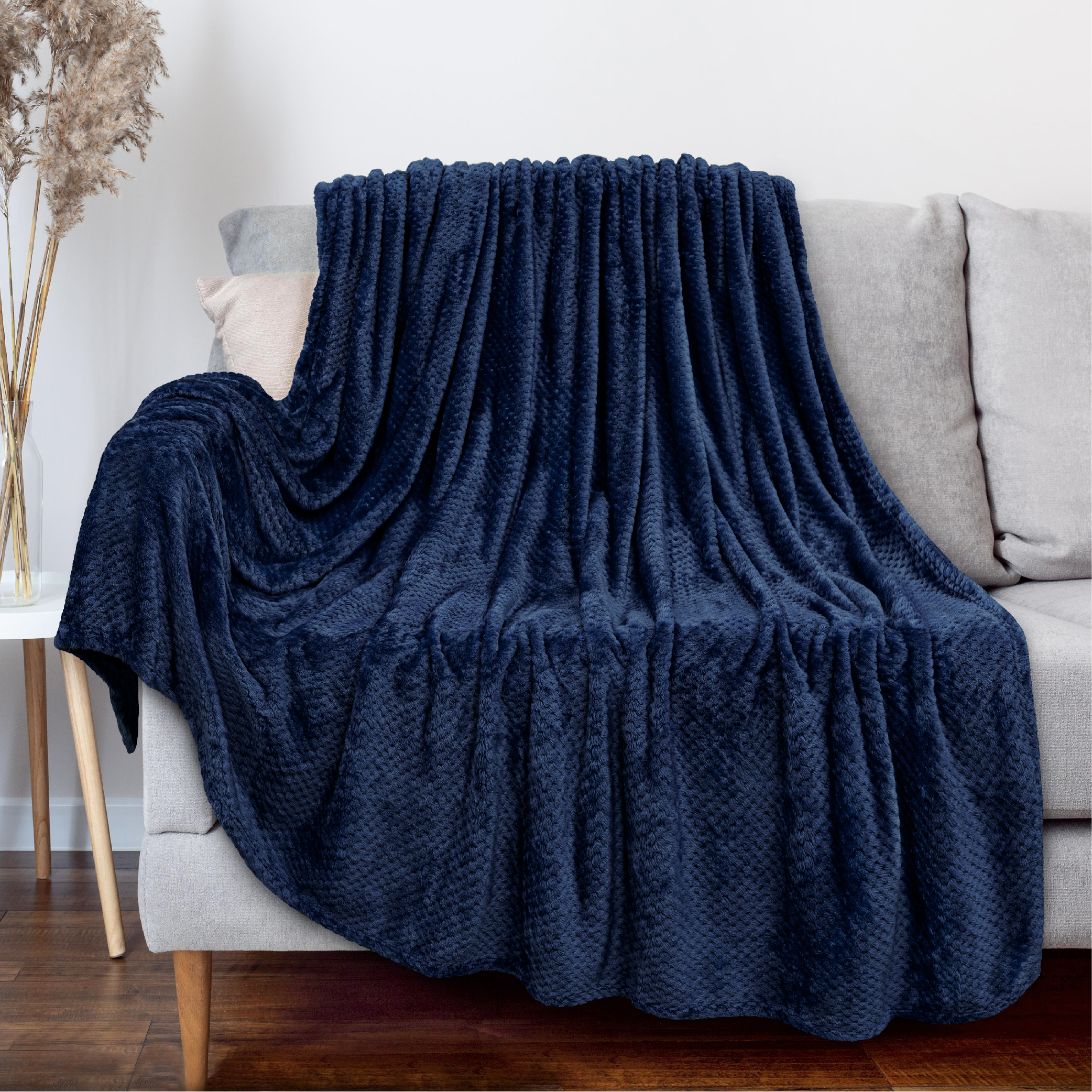 Throw Blanket for Sofa Couch Bed Lightweight Microfiber Polyester Waffle Pattern - Picture 129 of 190