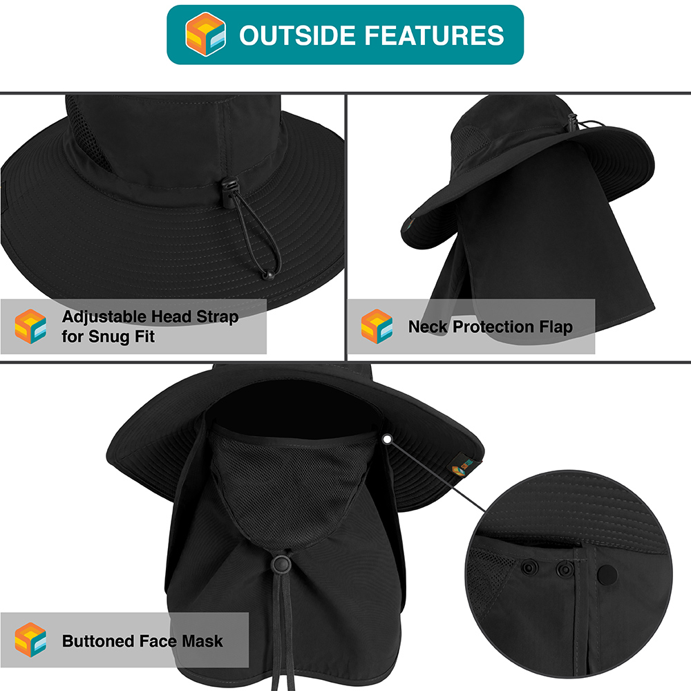 Boonie Sun Hat With Neck Flap UPF Face Cover Shade for Outdoors Fishing  Hiking