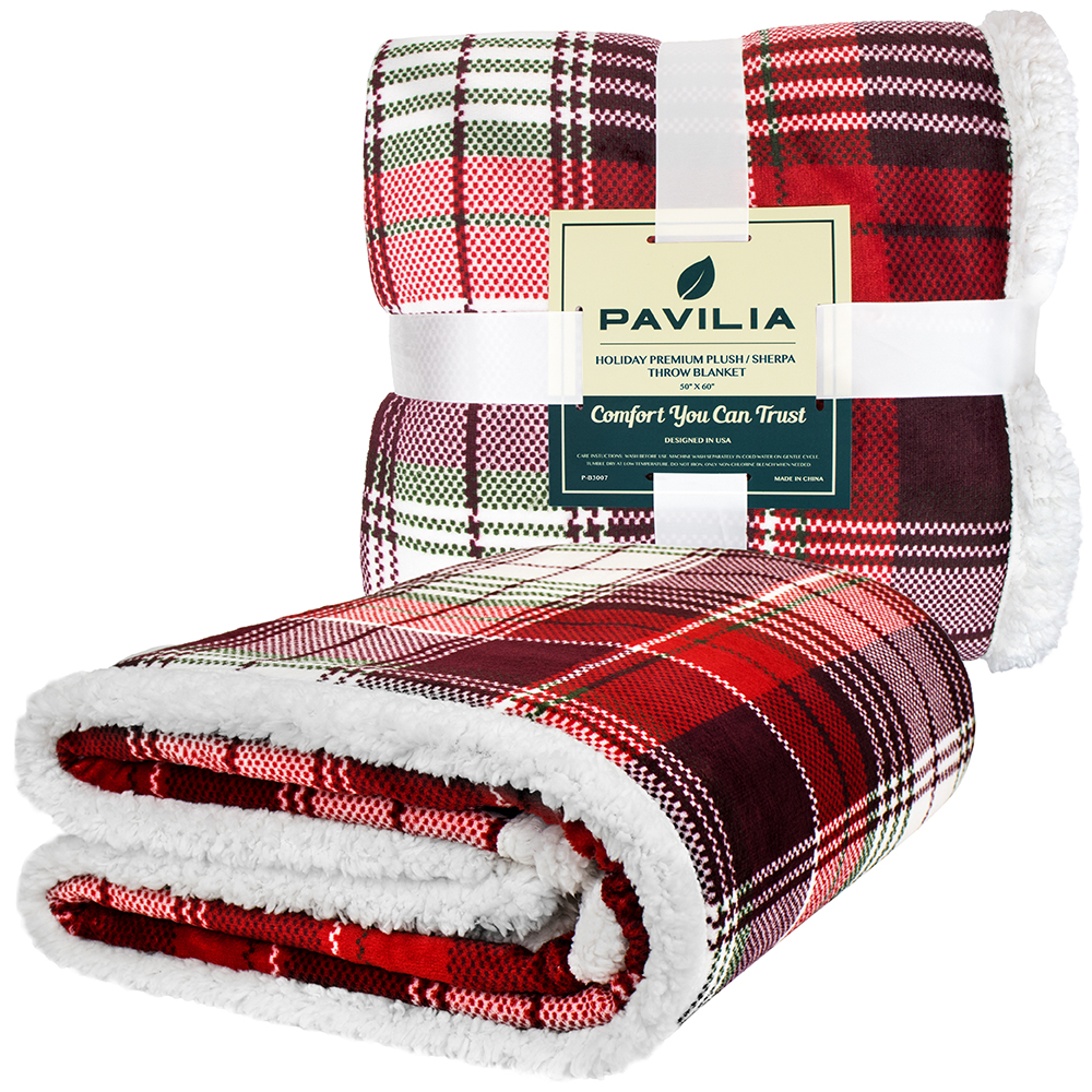 Christmas Blanket Microfiber Fleece Plaid Sherpa Holiday Throw for Couch Sofa - Picture 24 of 68