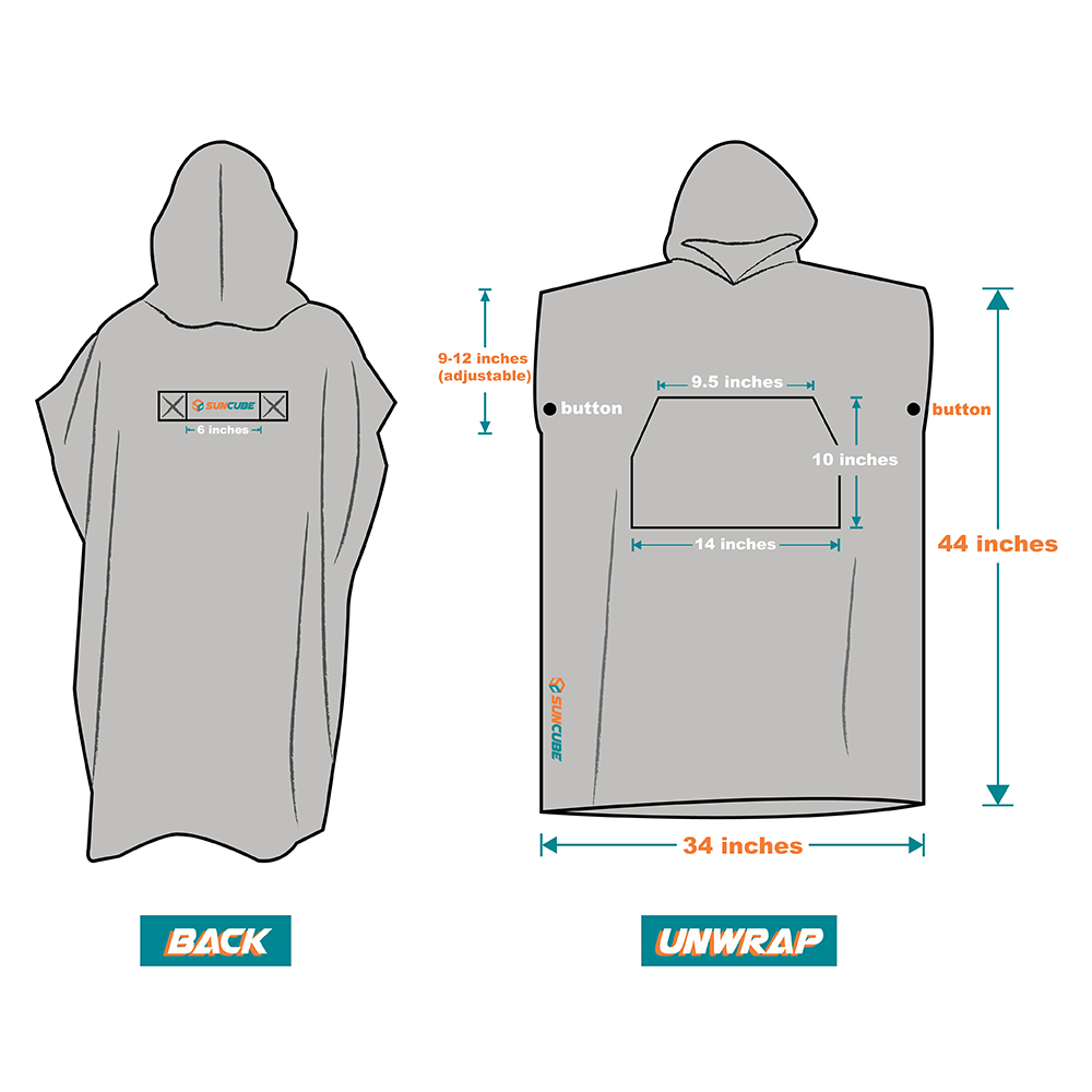 Surf Poncho Neoprenanzug Wickel Morgenmantel Handtuch Kapuze Tasche für Herren Damen Strand Surfer - Bild 38 von 48