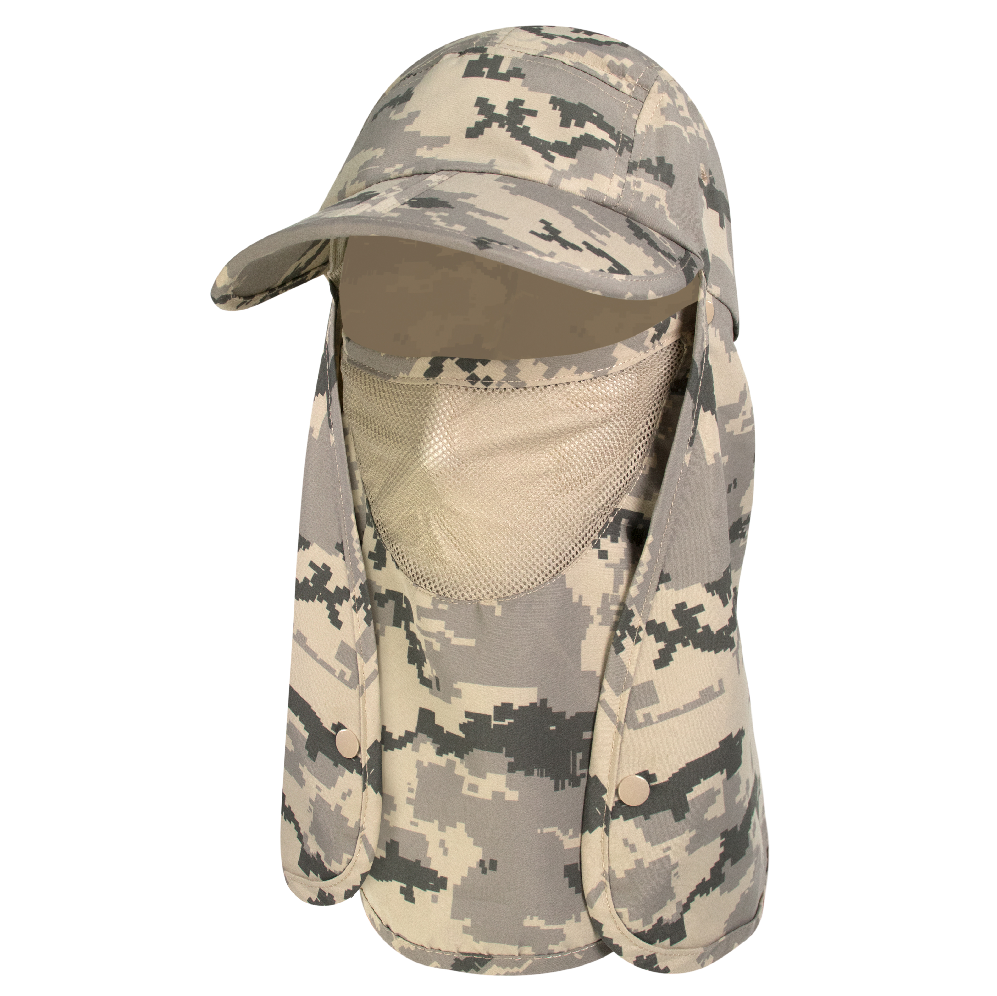 thumbnail image 2 of Unisex Gray Nylon Sun Cap With UV Protection – Neck & Face Flap For Fishing, Hiking, Outdoor Sports 2 of 6