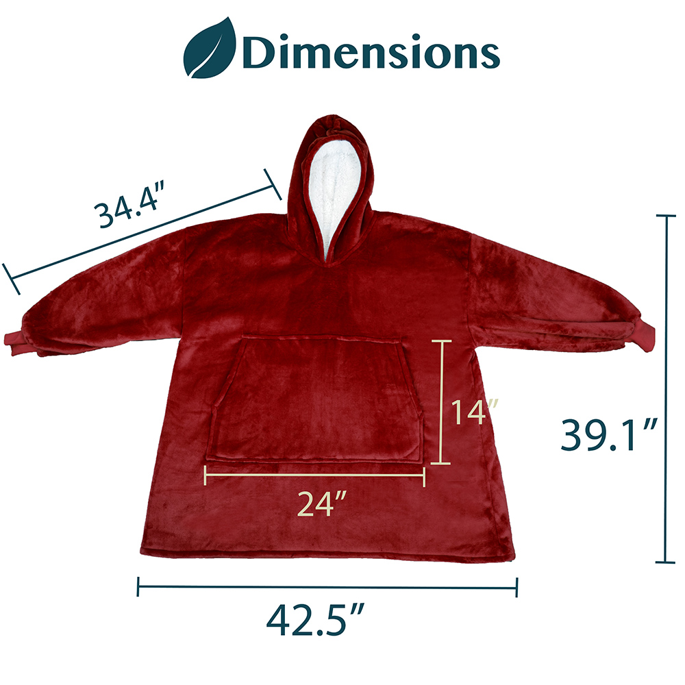 HOODIE SWEATSHIRT Wearable Comfy Blanket With Hood Sleeves Large Pocket Sherpa - Picture 47 of 49