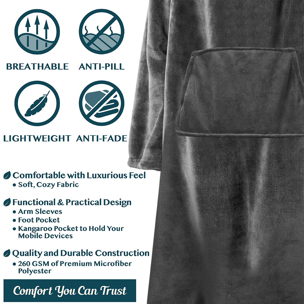 Tragbare Decke mit Fußtasche Ärmel Weich Fleece Wickel Sofa Couch TV Geschenke - Bild 27 von 192