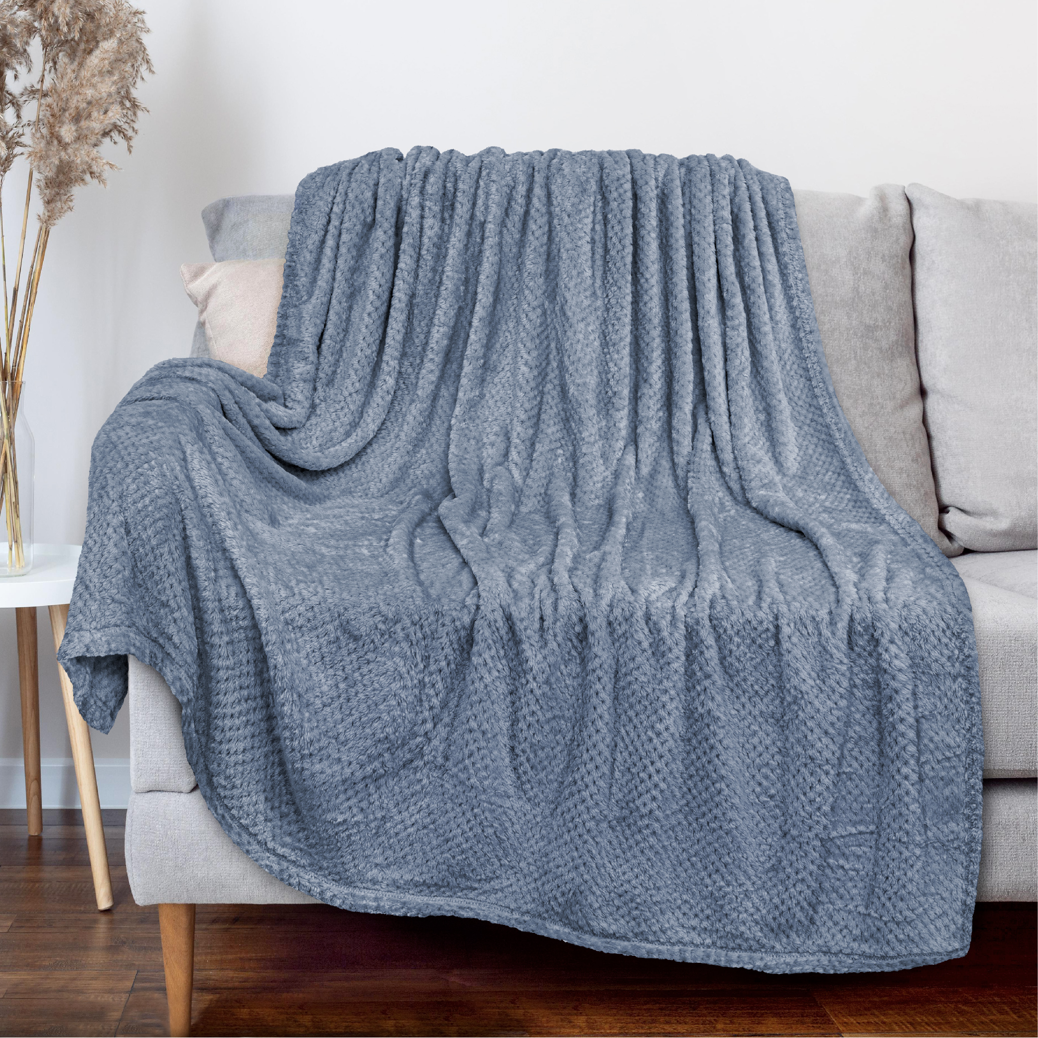 Throw Blanket for Sofa Couch Bed Lightweight Microfiber Polyester Waffle Pattern - Picture 22 of 190
