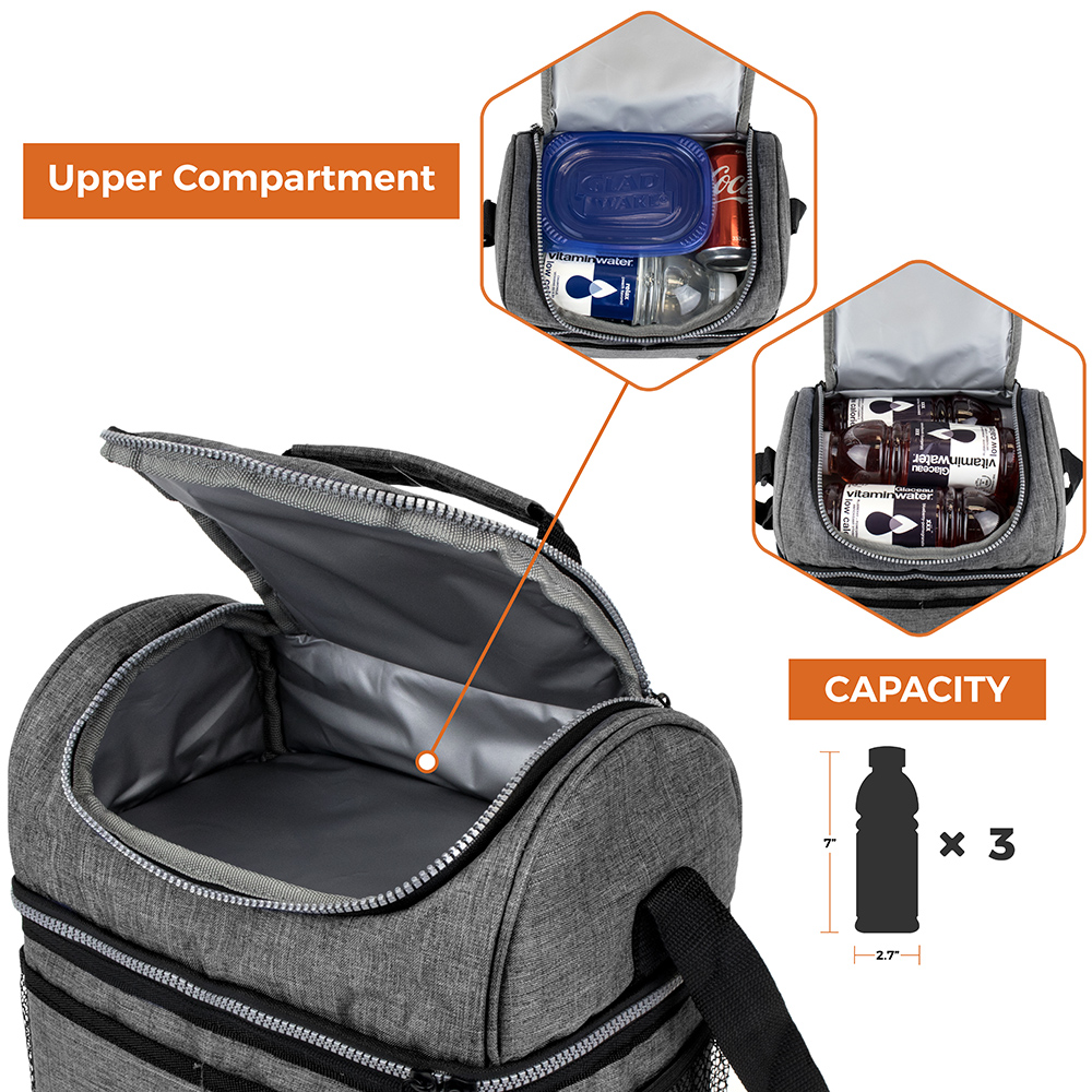 Insulated Lunch Bag Box for Women Men Kid Double Deck Cooler Hot Cold Adult Tote - Picture 39 of 81