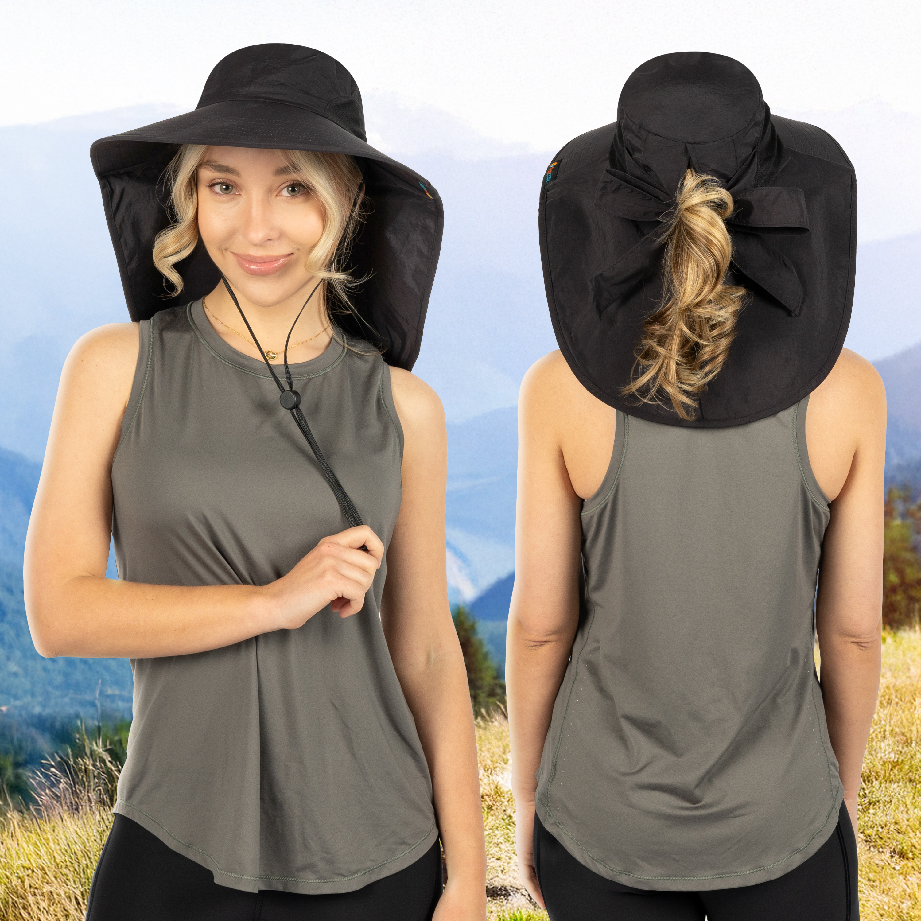 Sombrero para el Sol con Solapa para el Cuello Ala Ancha Sombrero para Senderismo 50+UPF Hombres Mujeres Pesca Safari FPS - Imagen 28 de 128