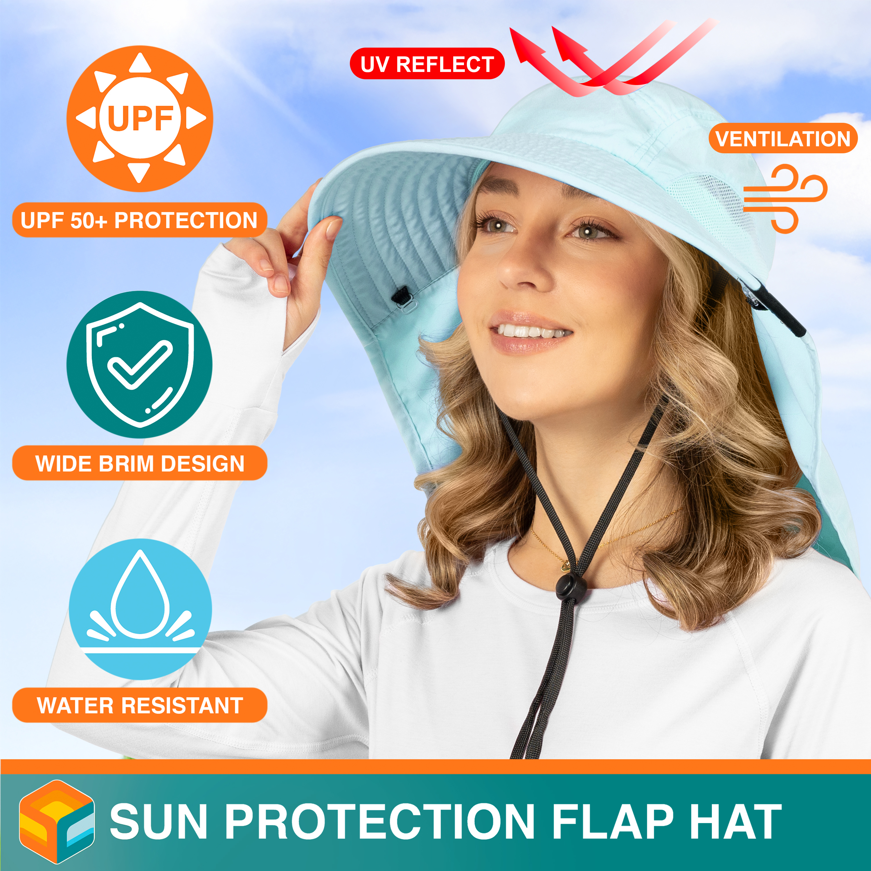Sombrero para el Sol con Solapa para el Cuello Ala Ancha Sombrero para Senderismo 50+UPF Hombres Mujeres Pesca Safari FPS - Imagen 64 de 128