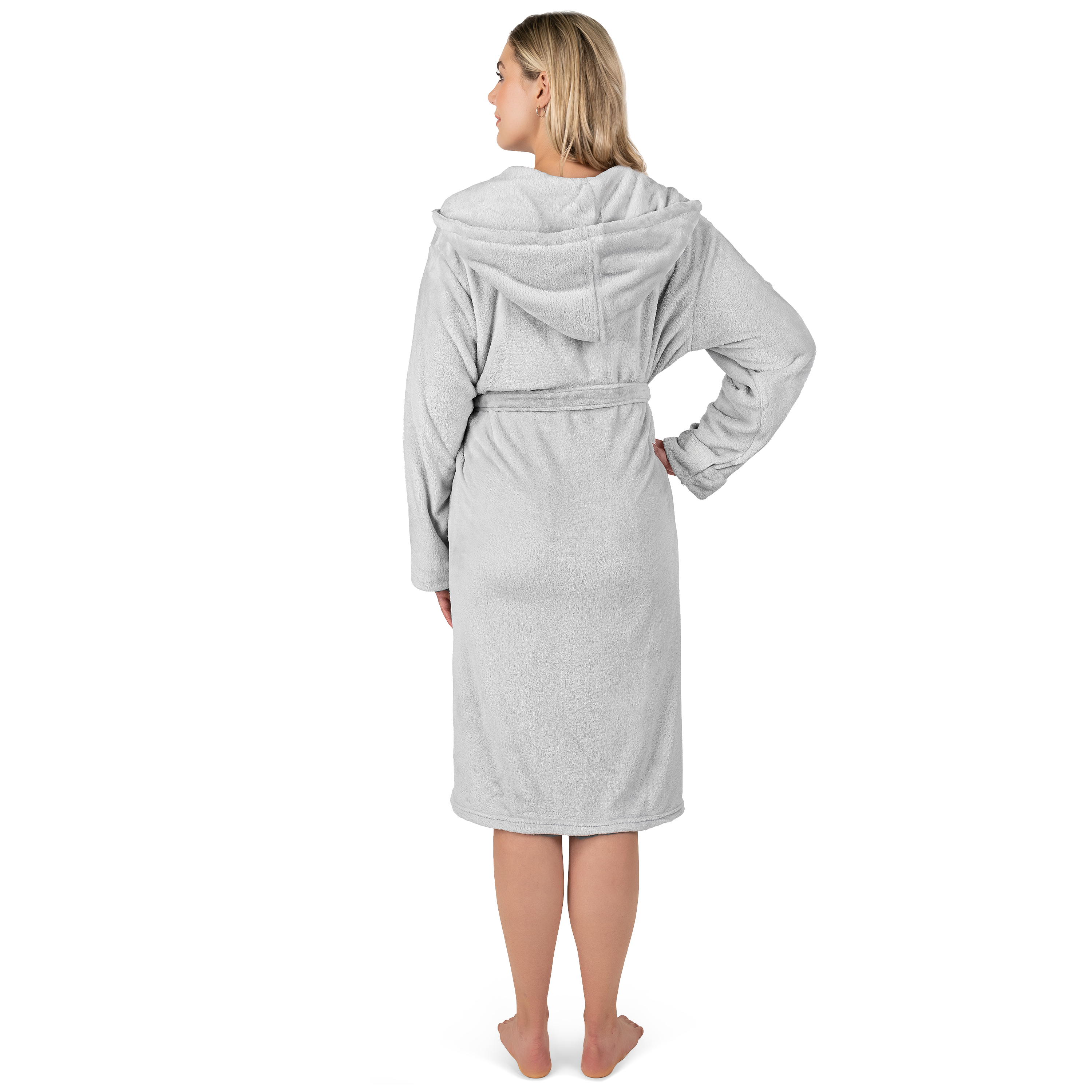 Womens Robe with Hood Fleece Plush Soft Long Hooded Robe Bathrobe for Spa Bath