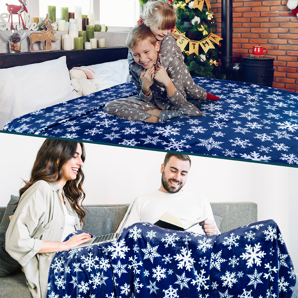 Merry Christmas Throw Blanket Holiday Pattern Decor Soft Fleece Sofa Couch Gift - Picture 82 of 110