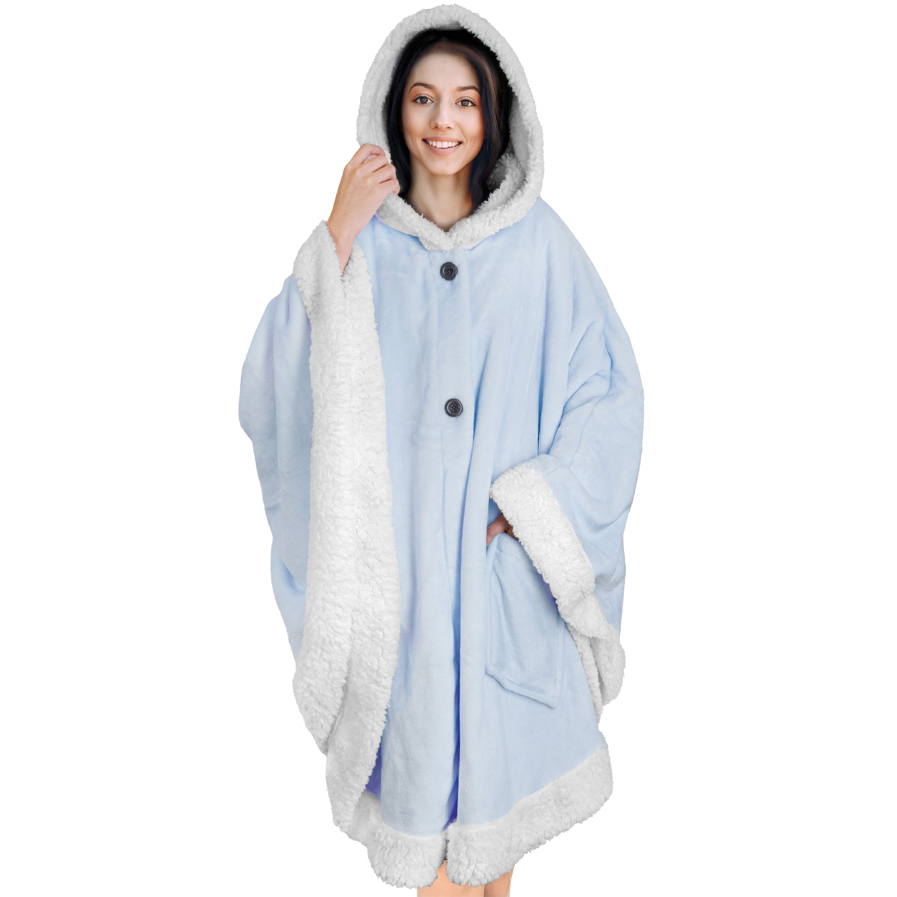 Manta portátil con capucha Angel Wrap para mujer acogedora poncho envolvente capucha tiro para adulto - Imagen 8 de 184