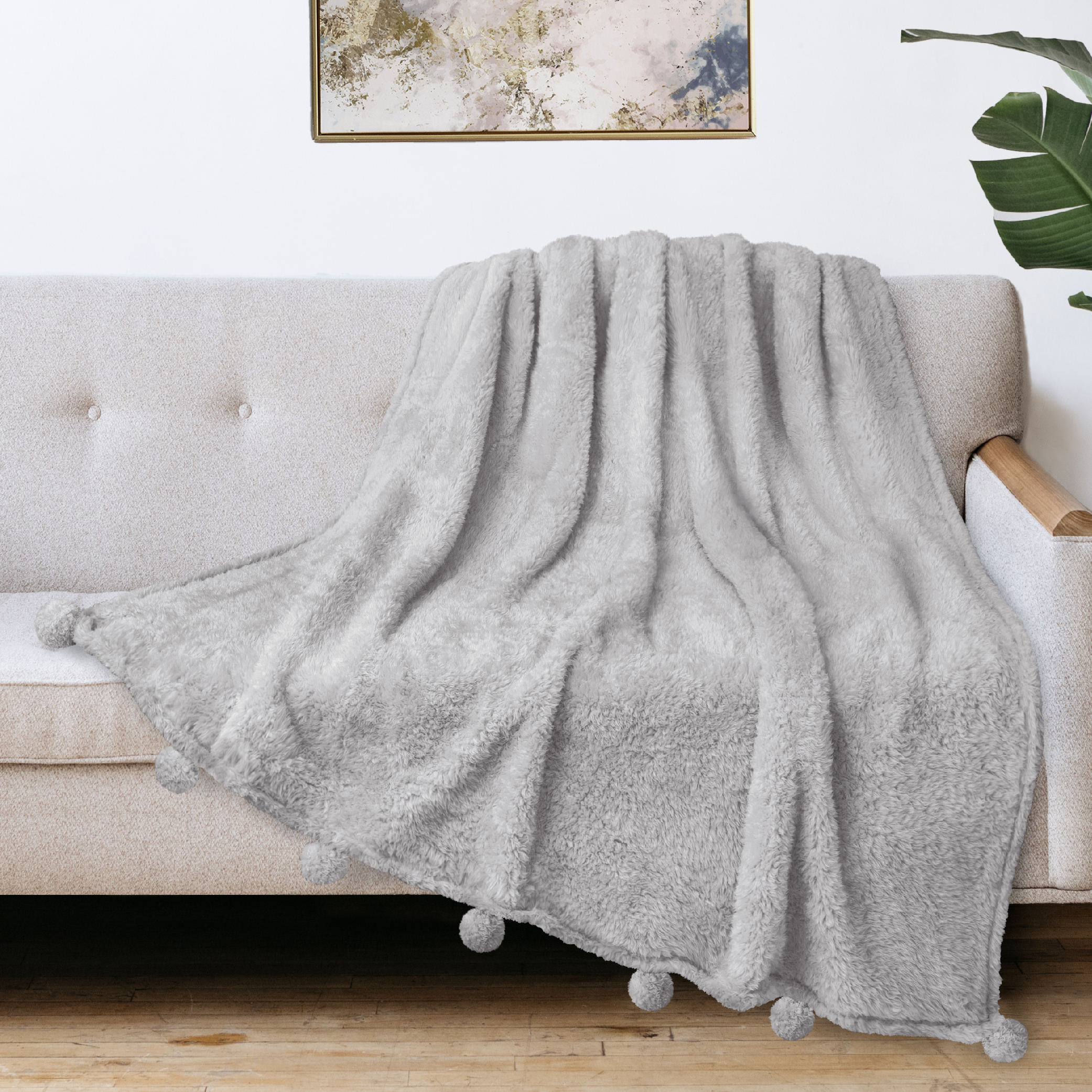 Fluffy Throw Blanket Pom Pom Tassel Soft Blanket Sofa Couch Bed Warm Cute Fuzzy - Picture 45 of 68