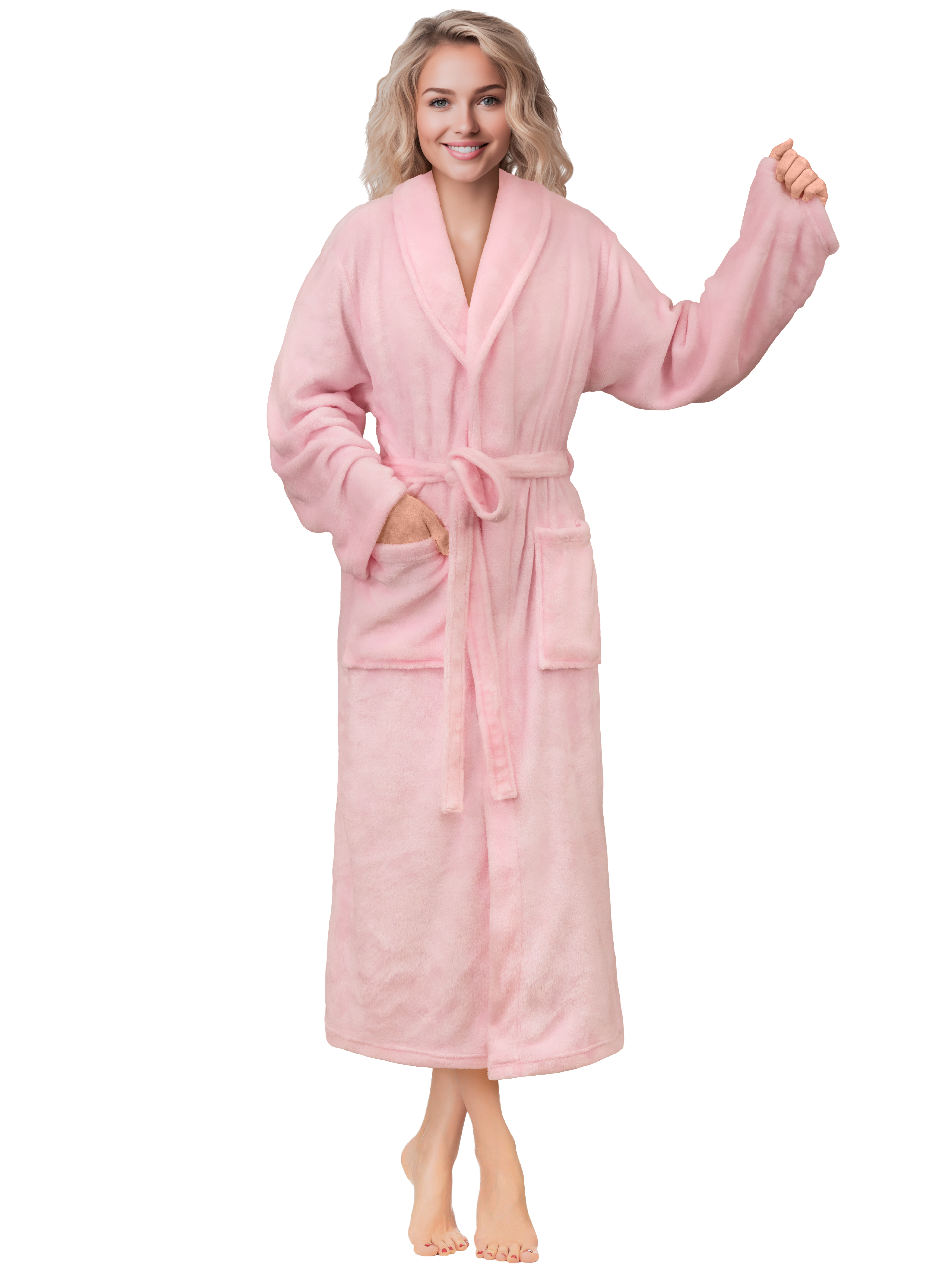 Womens Robe Fleece Bathrobe Long Warm Spa Bath Robe Shower Lightweight Plus Size - Picture 23 of 50