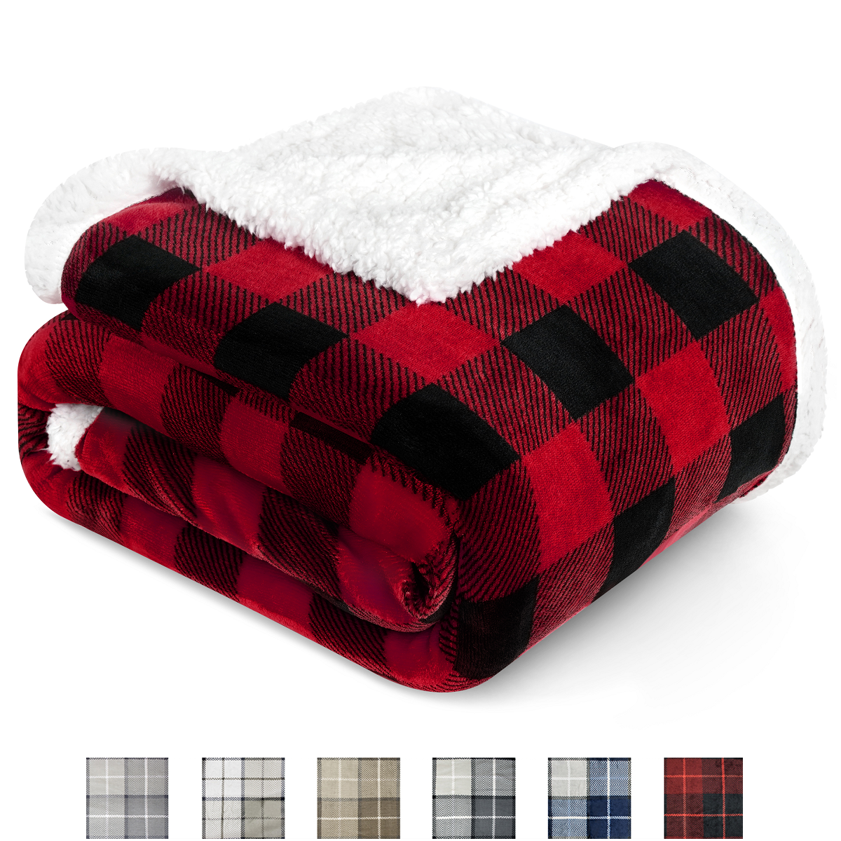 Plaid Throw Blanket Buffalo Check Sherpa Fleece Soft Cozy Reversible Sofa Couch