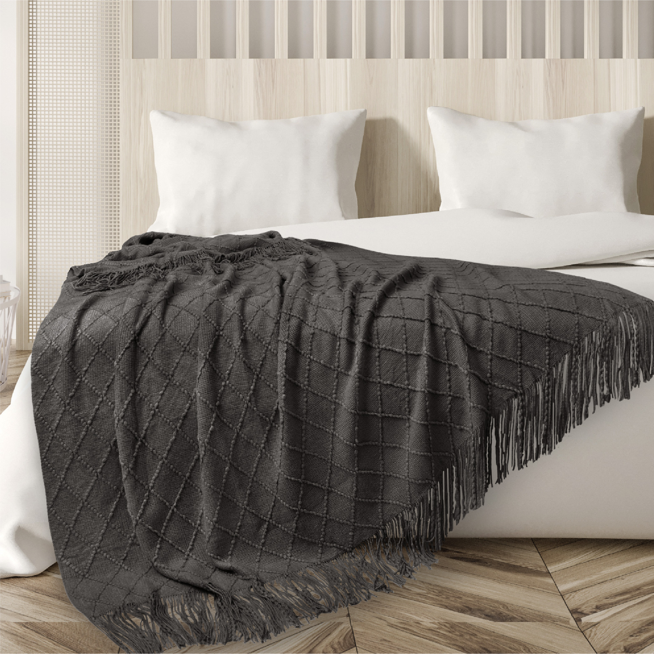 Decorative Fringe Throw Blanket for Couch Bed Sofa Soft Texture Knitted Blanket - Picture 8 of 64